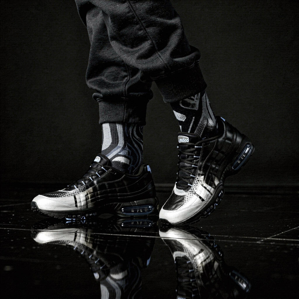 Palace x Air Max 95 Inspired Crew Socks – Metallic Silver Off Noir Cement Grey