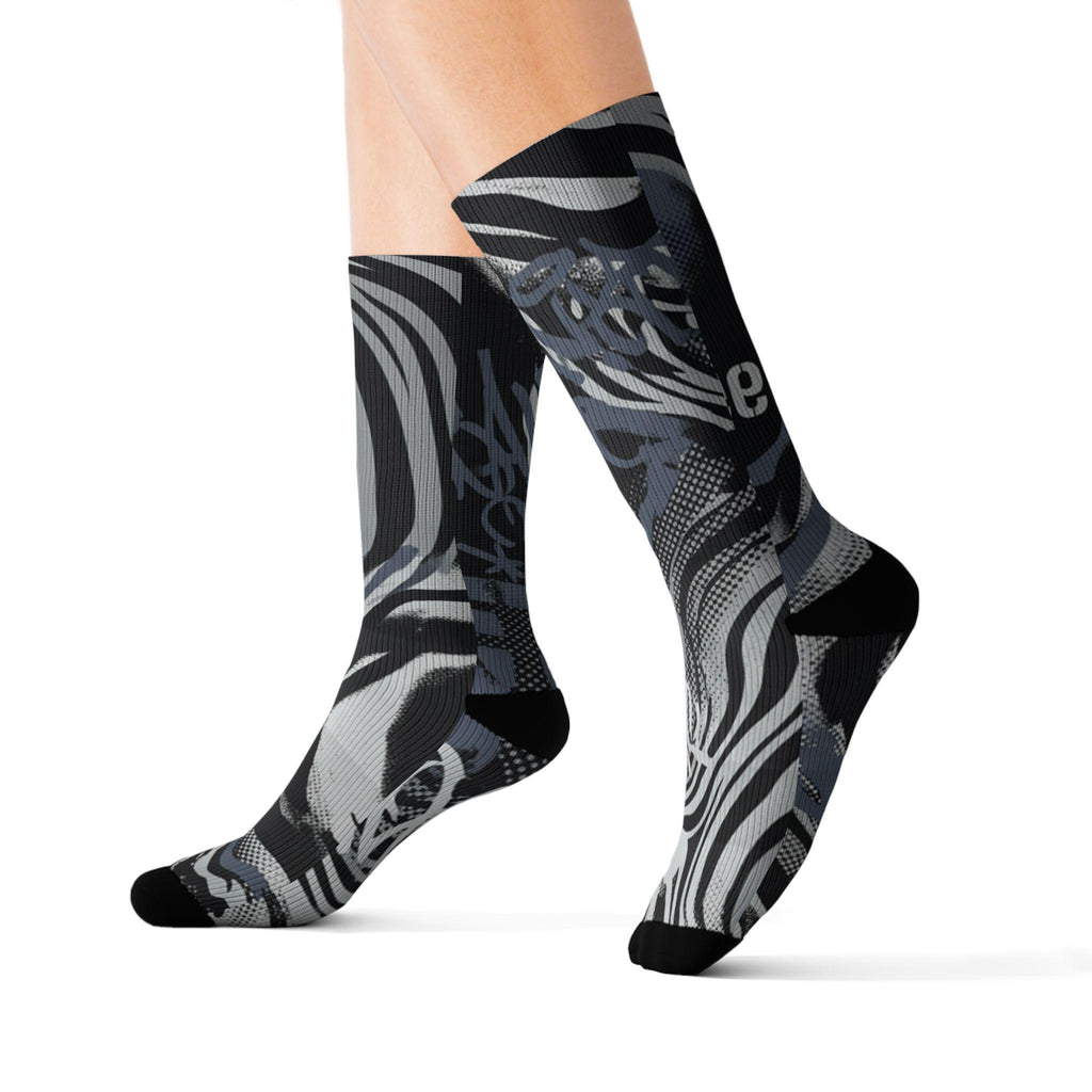 Palace x Air Max 95 Inspired Crew Socks – Metallic Silver Off Noir Cement Grey