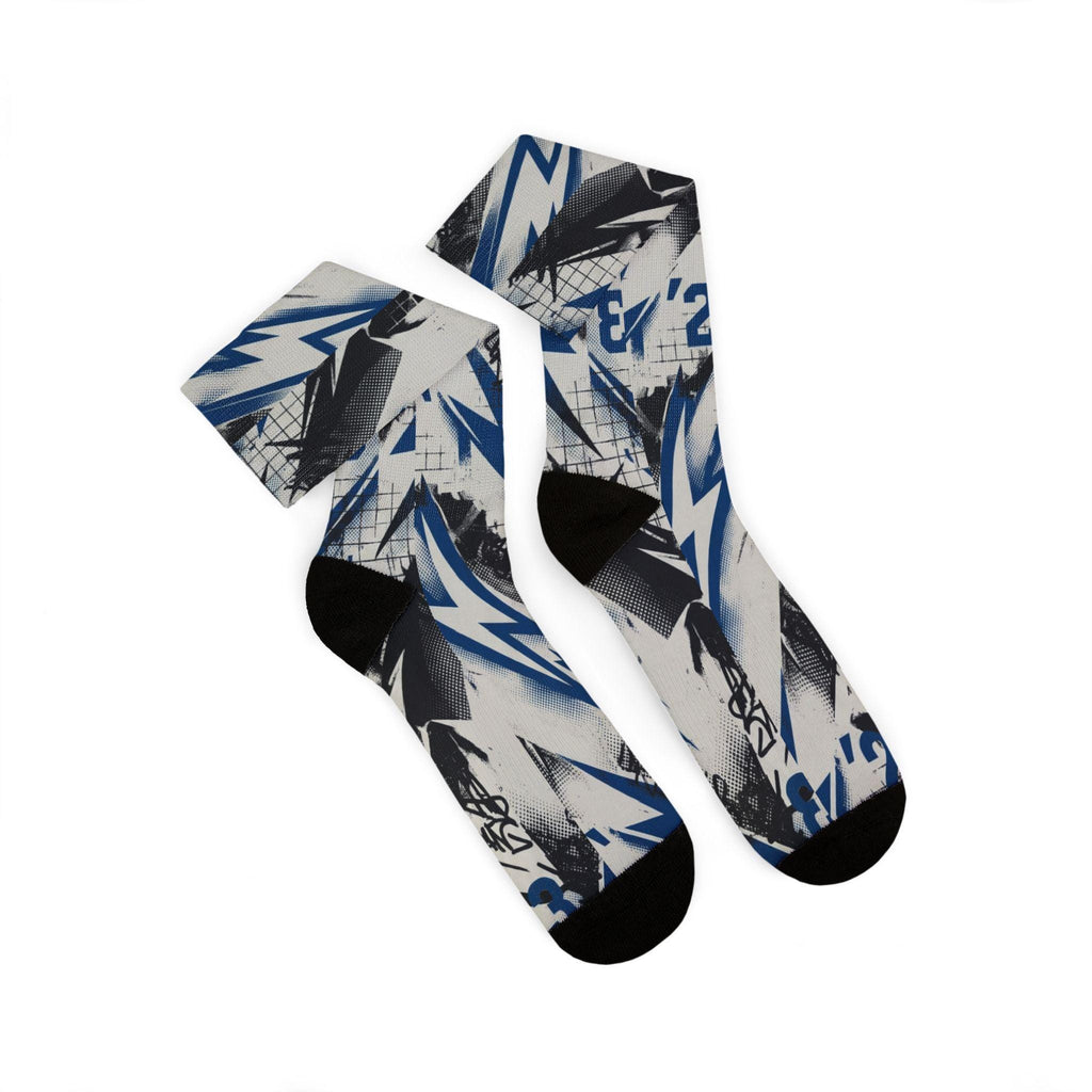 Fragment Design x Travis Scott Jordan 1 Socks: Sail Military Blue Lightning Print