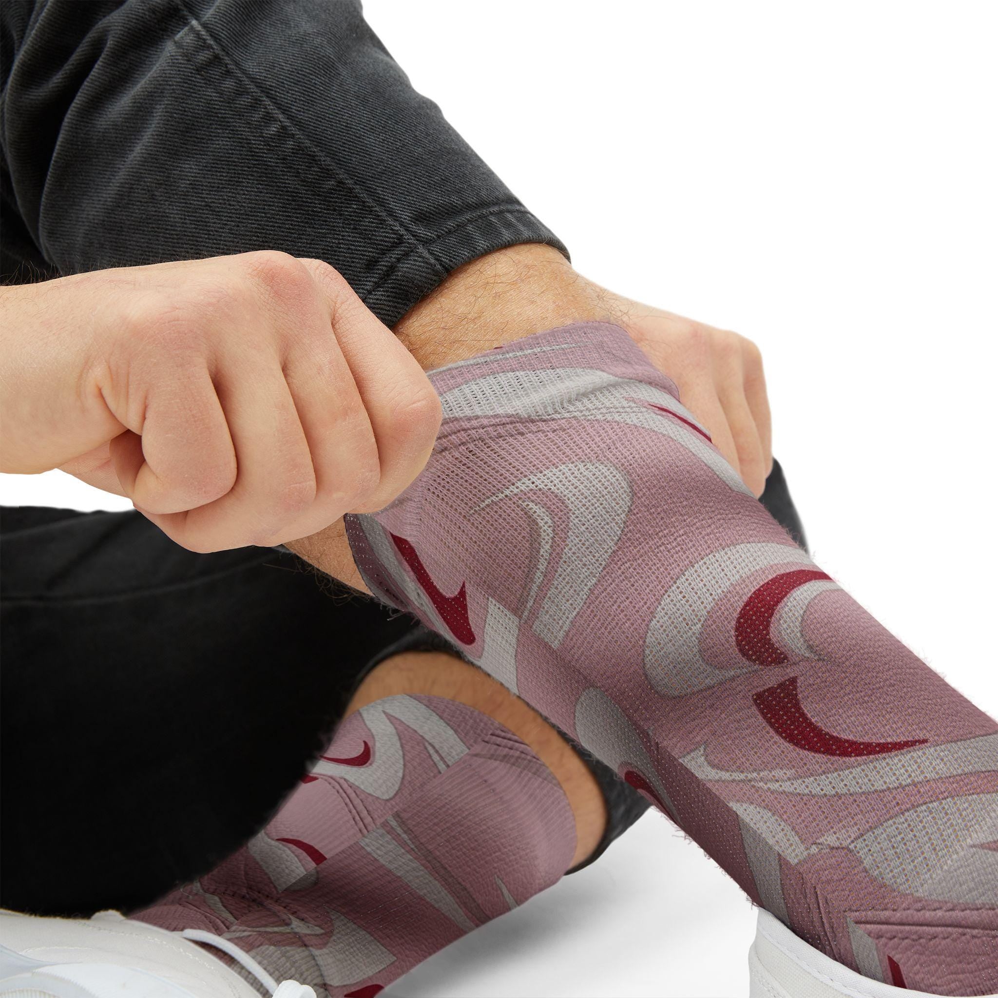 Travis Scott Inspired Crew Socks: Sail Tropical Pink Design, Cotton Blend Comfort