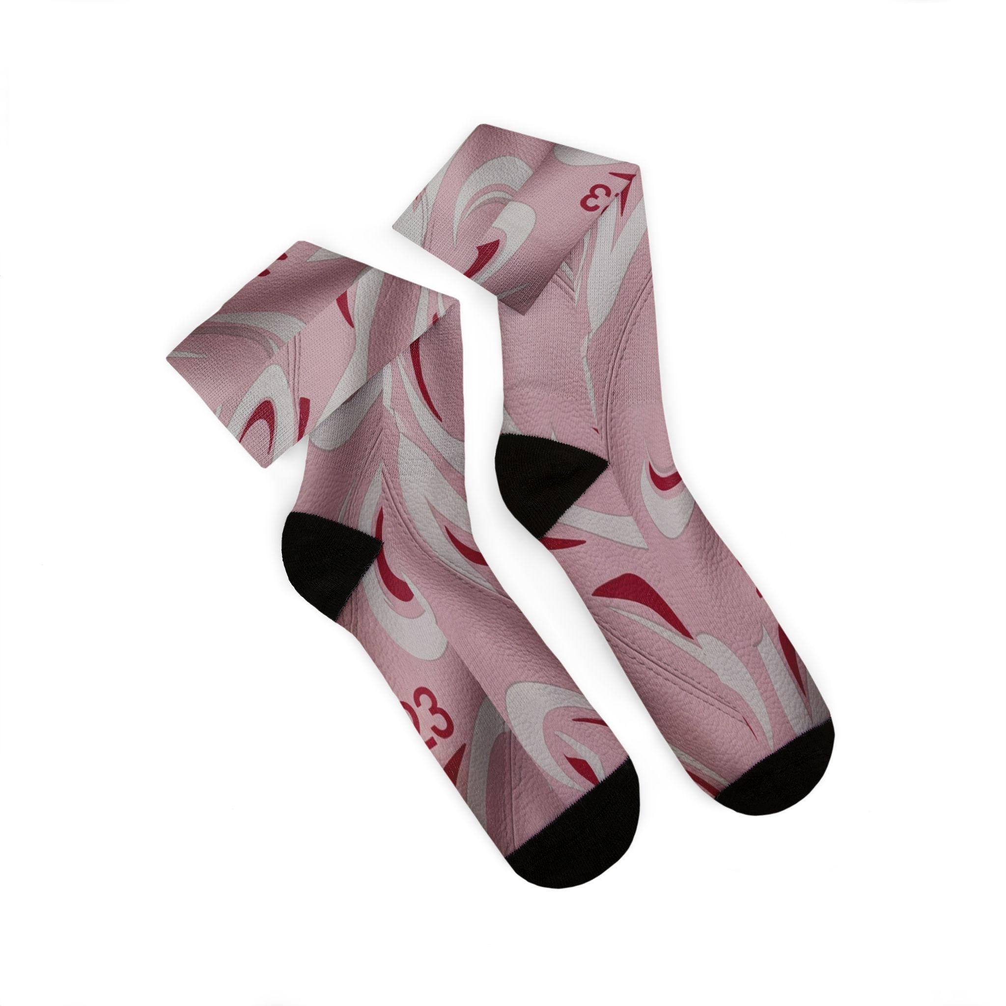 Travis Scott Inspired Crew Socks: Sail Tropical Pink Design, Cotton Blend Comfort
