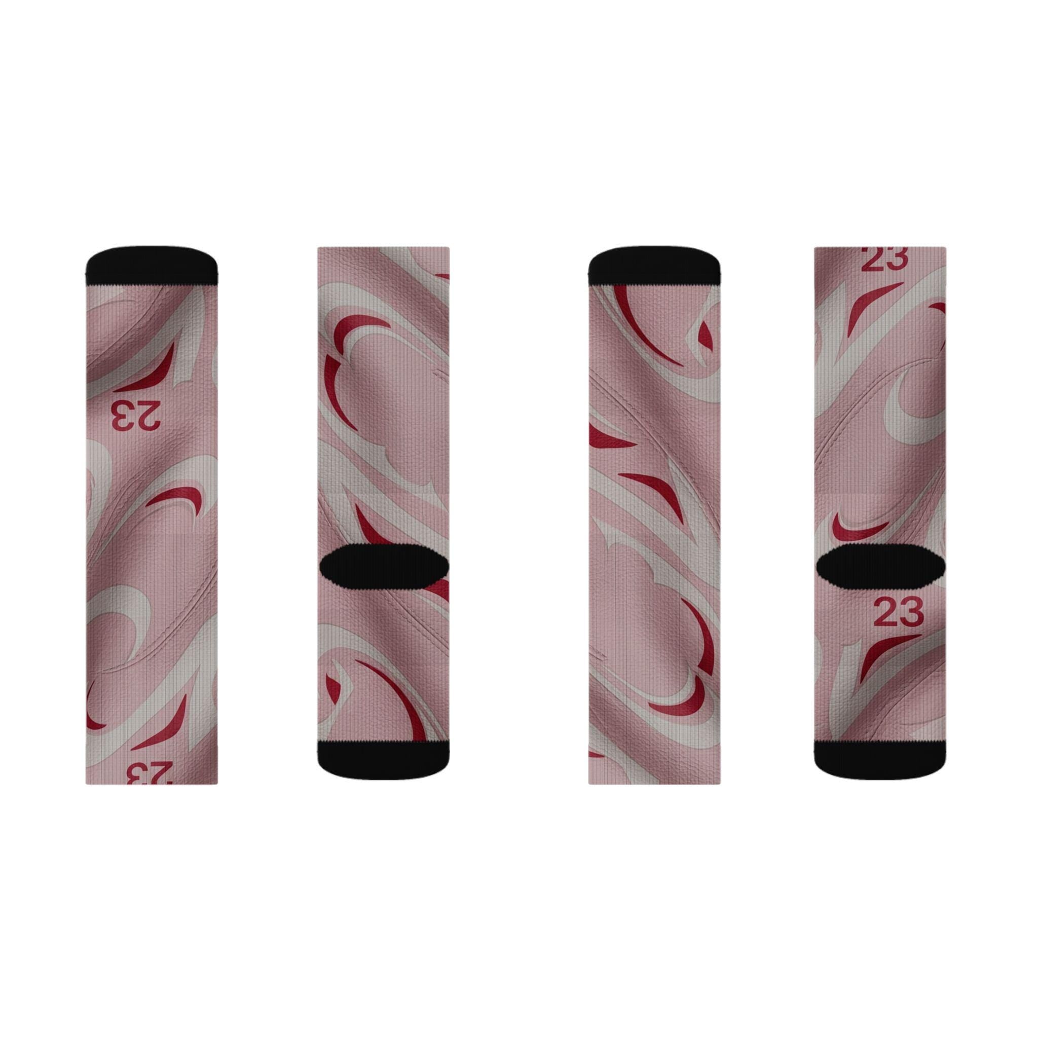 Travis Scott Inspired Crew Socks: Sail Tropical Pink Design, Cotton Blend Comfort