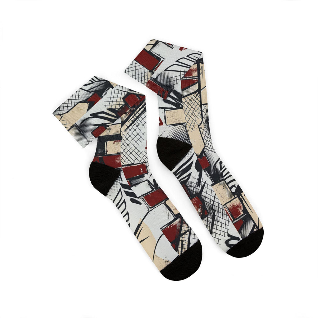 Jordan 4 'Brick After Brick' Inspired Crew Socks: Distressed Pattern, Street Culture Design