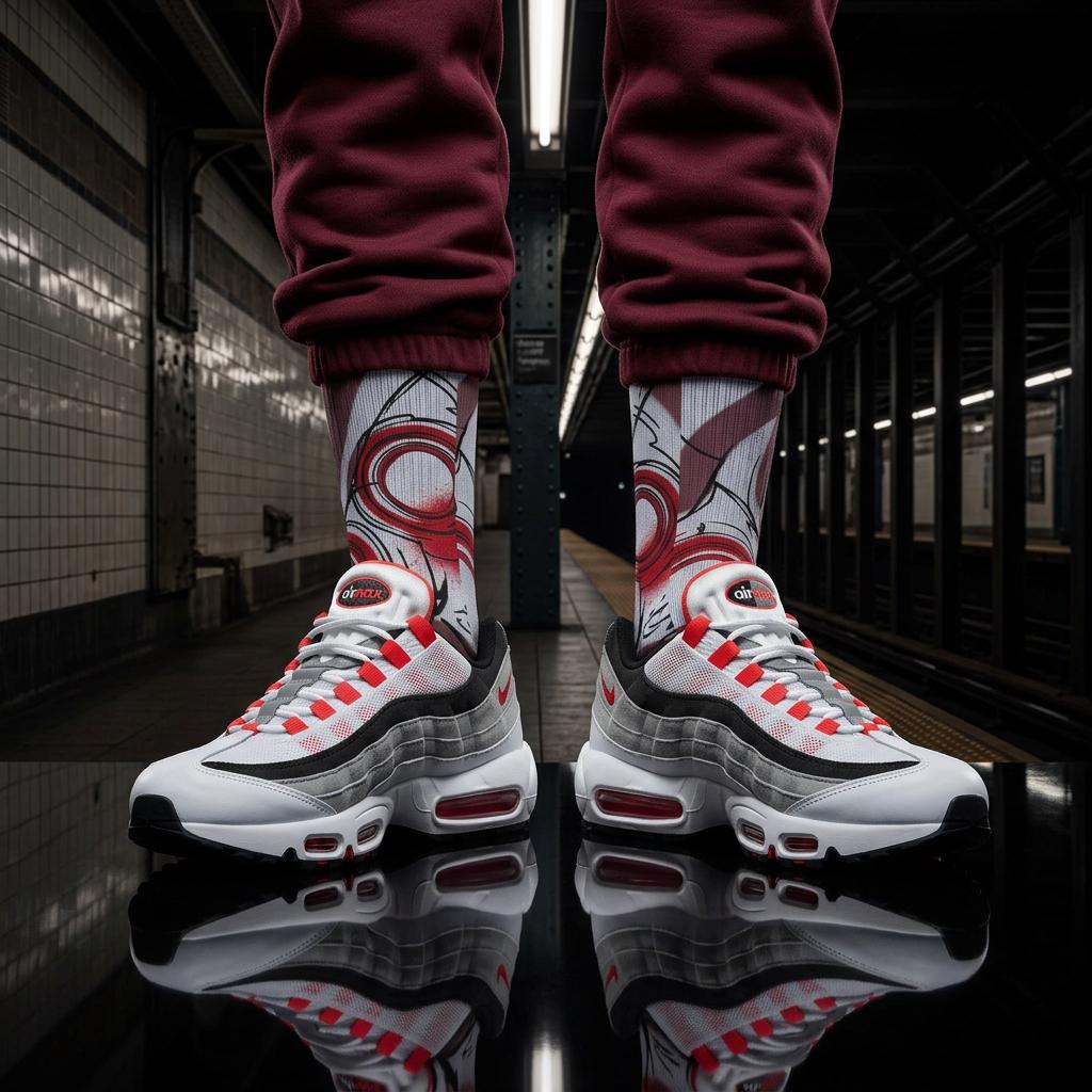 Matching Socks for Air Max 95 OG Comet Red 2026 Inspired Design
