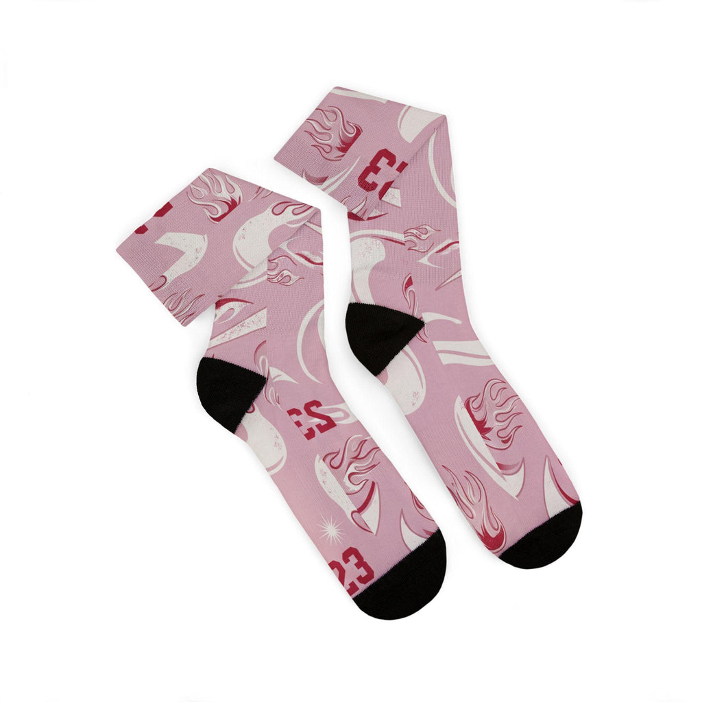 Travis Scott Inspired Crew Socks: Dusty Pink Cactus Jack Design