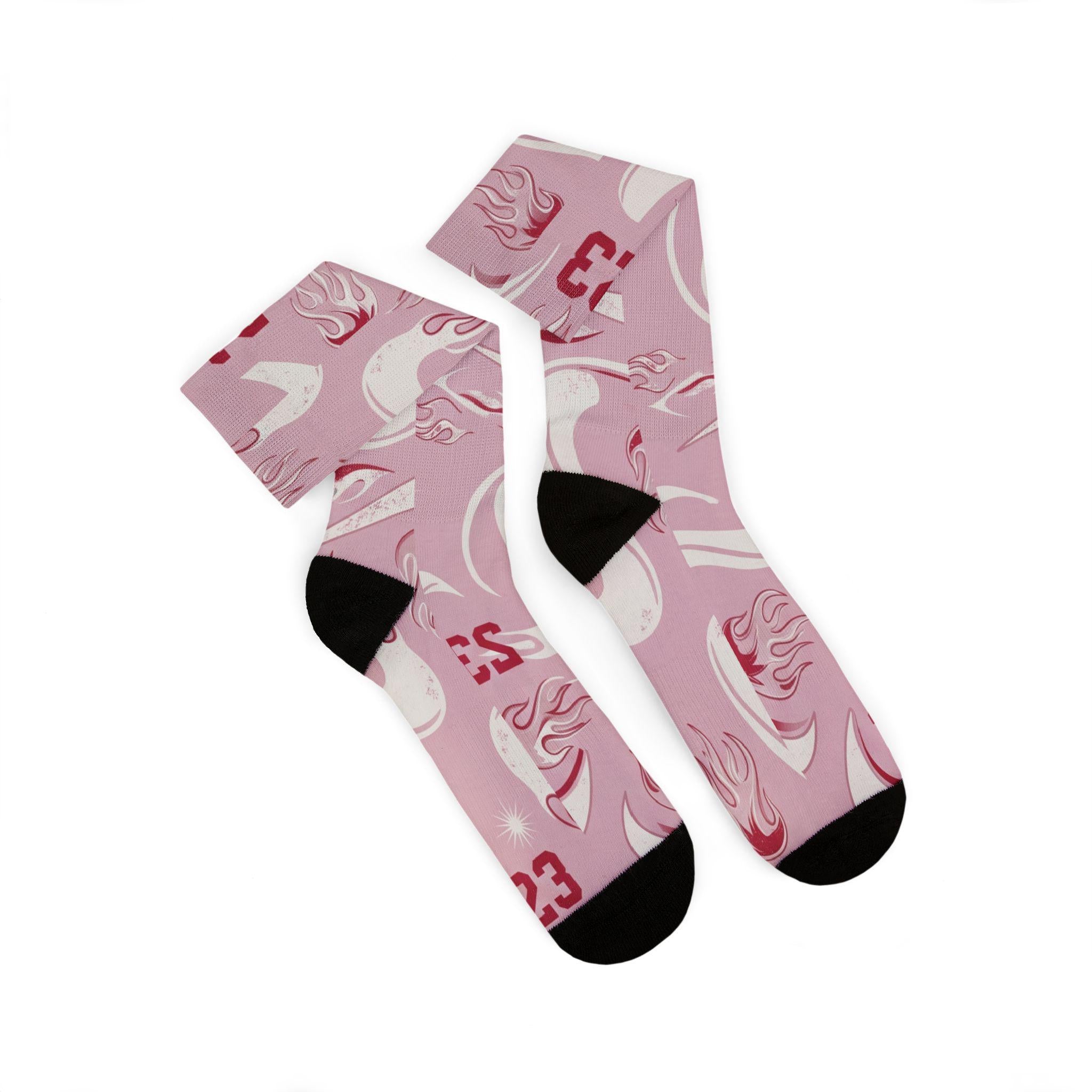 Travis Scott Inspired Crew Socks: Dusty Pink Cactus Jack Design