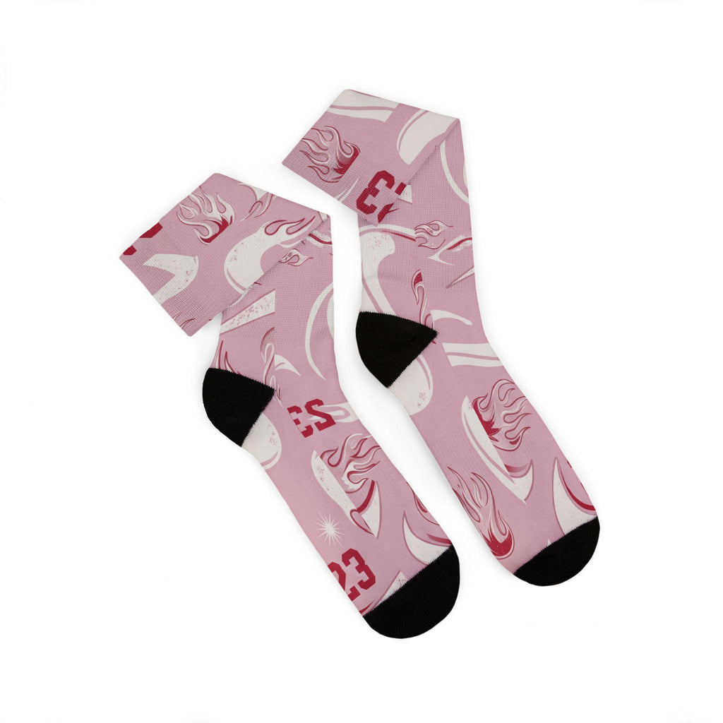 Travis Scott Inspired Crew Socks: Dusty Pink Cactus Jack Design
