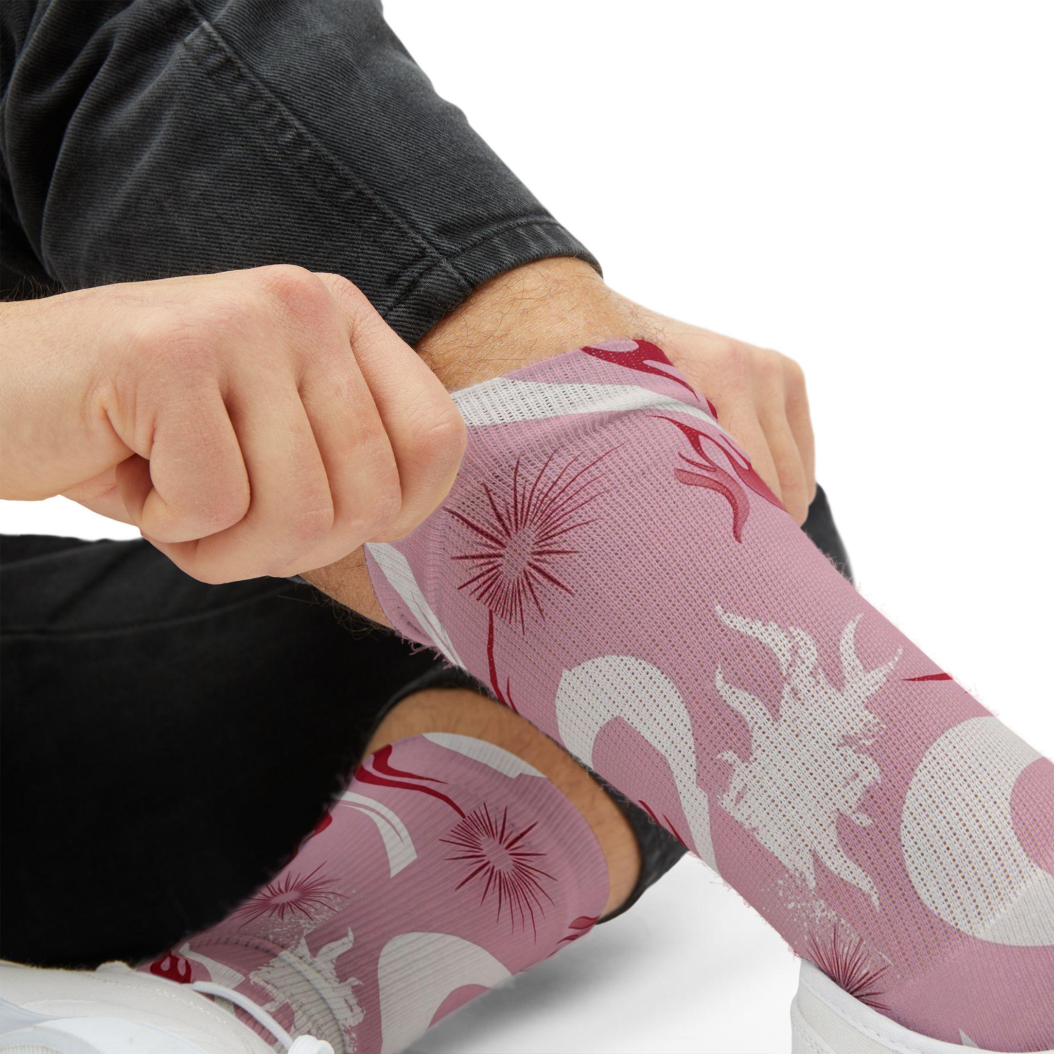 Travis Scott Inspired Crew Socks: Dusty Pink Cactus Jack Design
