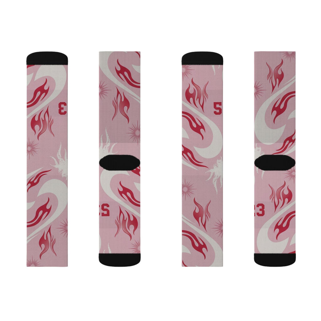 Travis Scott Inspired Crew Socks: Dusty Pink Cactus Jack Design