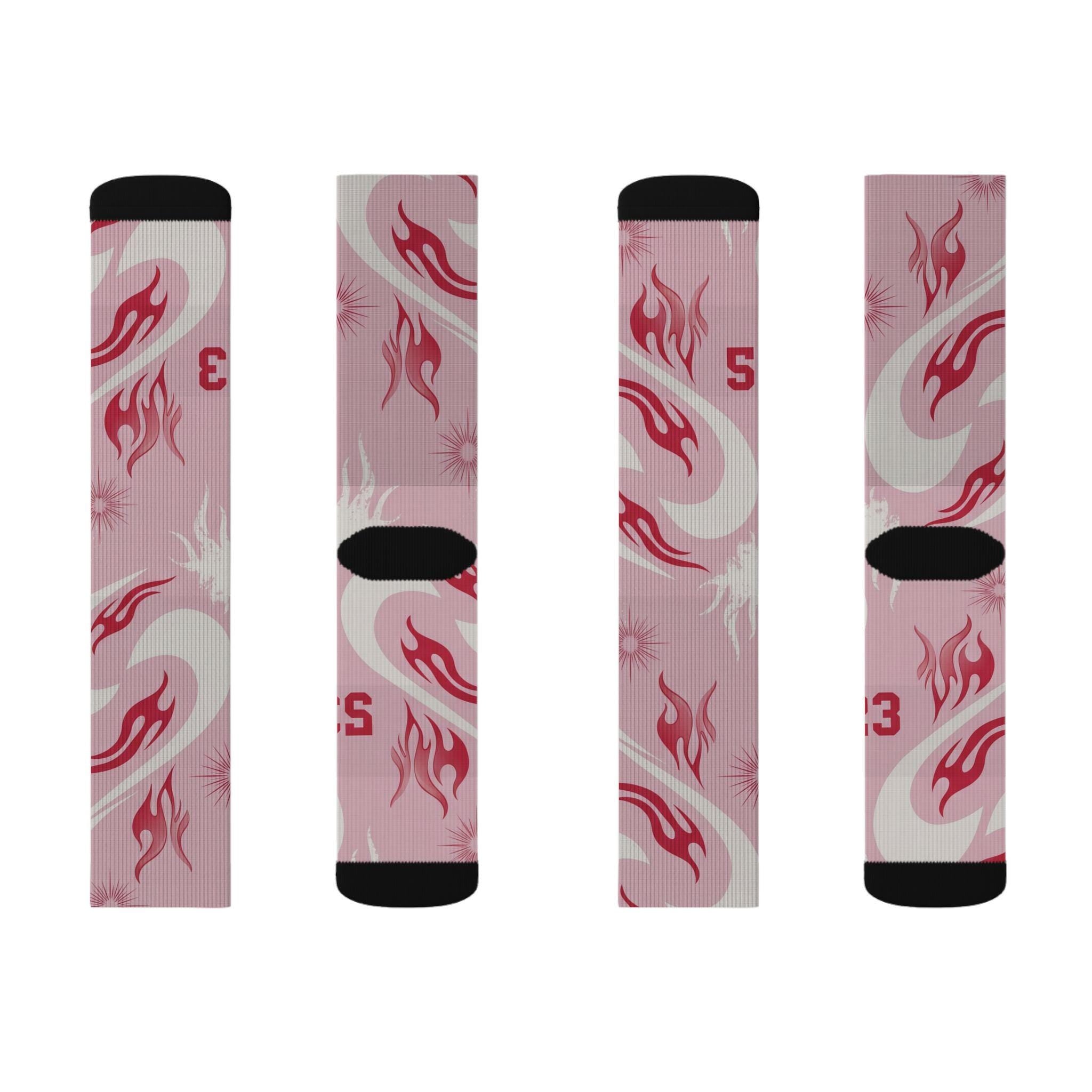 Travis Scott Inspired Crew Socks: Dusty Pink Cactus Jack Design