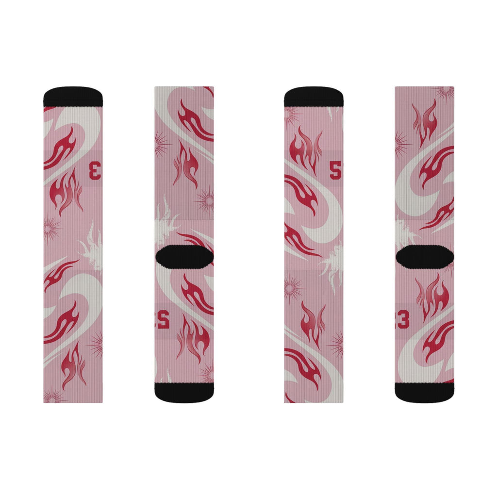 Travis Scott Inspired Crew Socks: Dusty Pink Cactus Jack Design