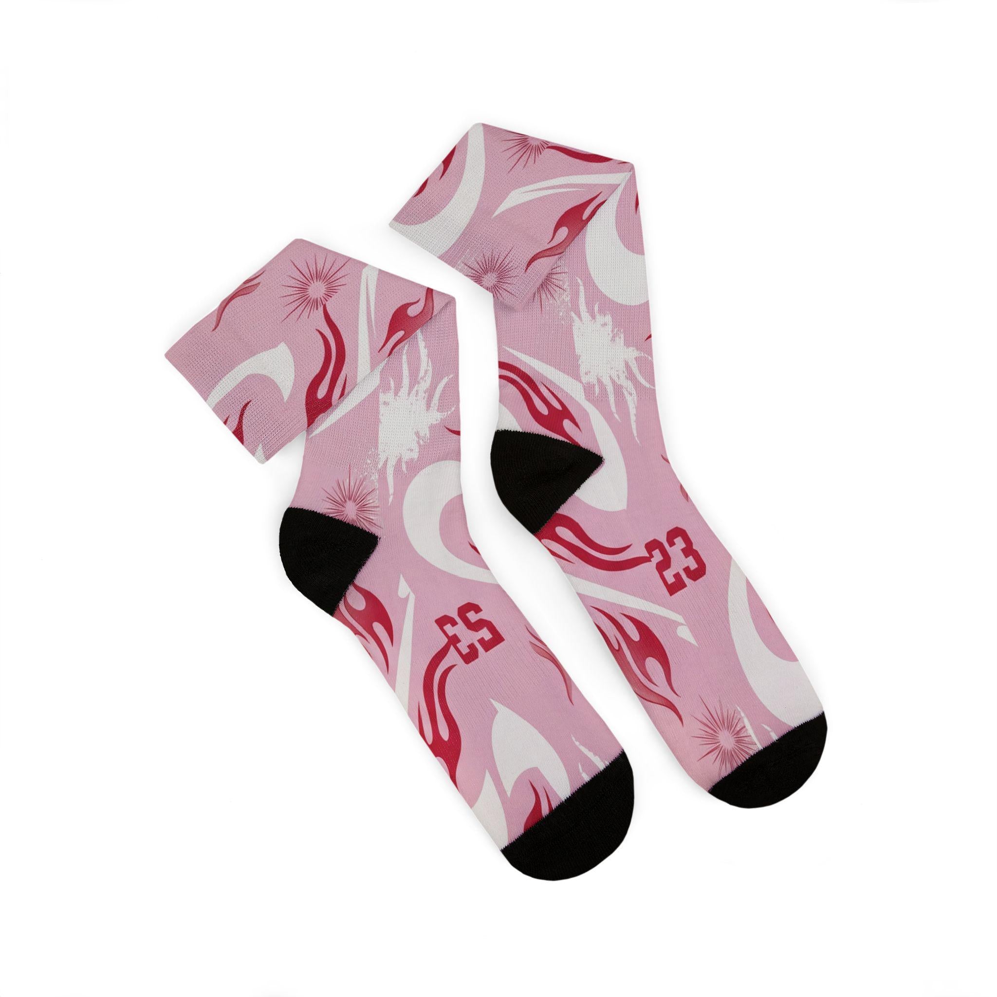 Travis Scott Inspired Crew Socks: Dusty Pink Cactus Jack Design