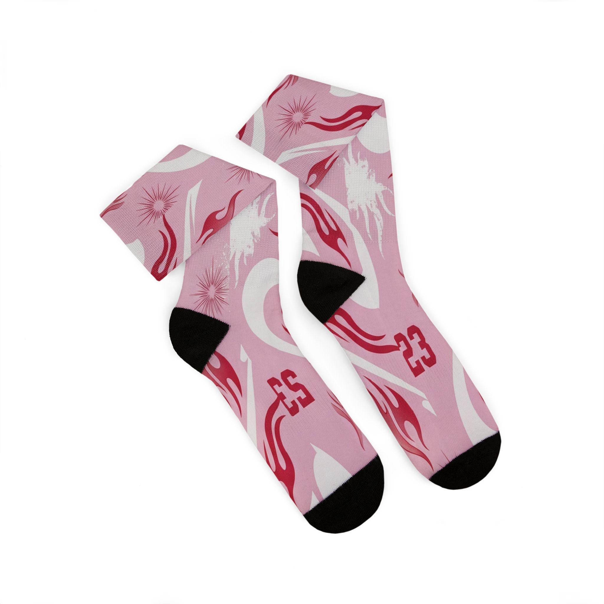 Travis Scott Inspired Crew Socks: Dusty Pink Cactus Jack Design