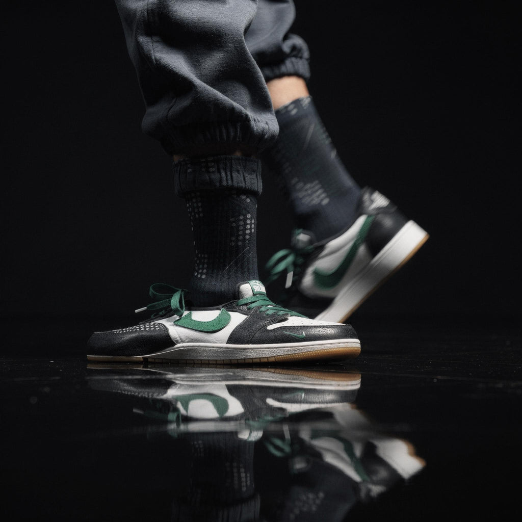 2.0 Matching Socks for Jordan 1 Retro Low OG Phantom Pine Green Inspired Design