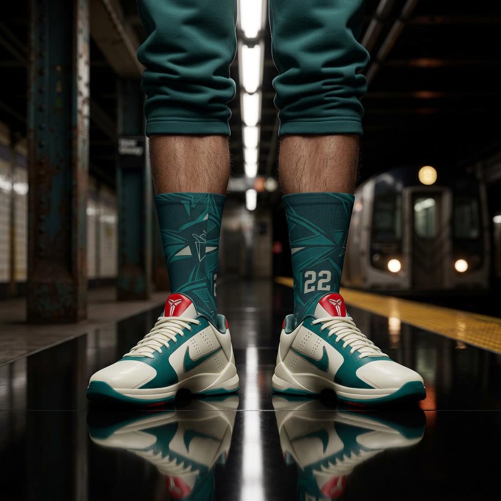 Matching Socks for Kobe 5 Protro Caitlin Clark Coconut Milk Inspired Design