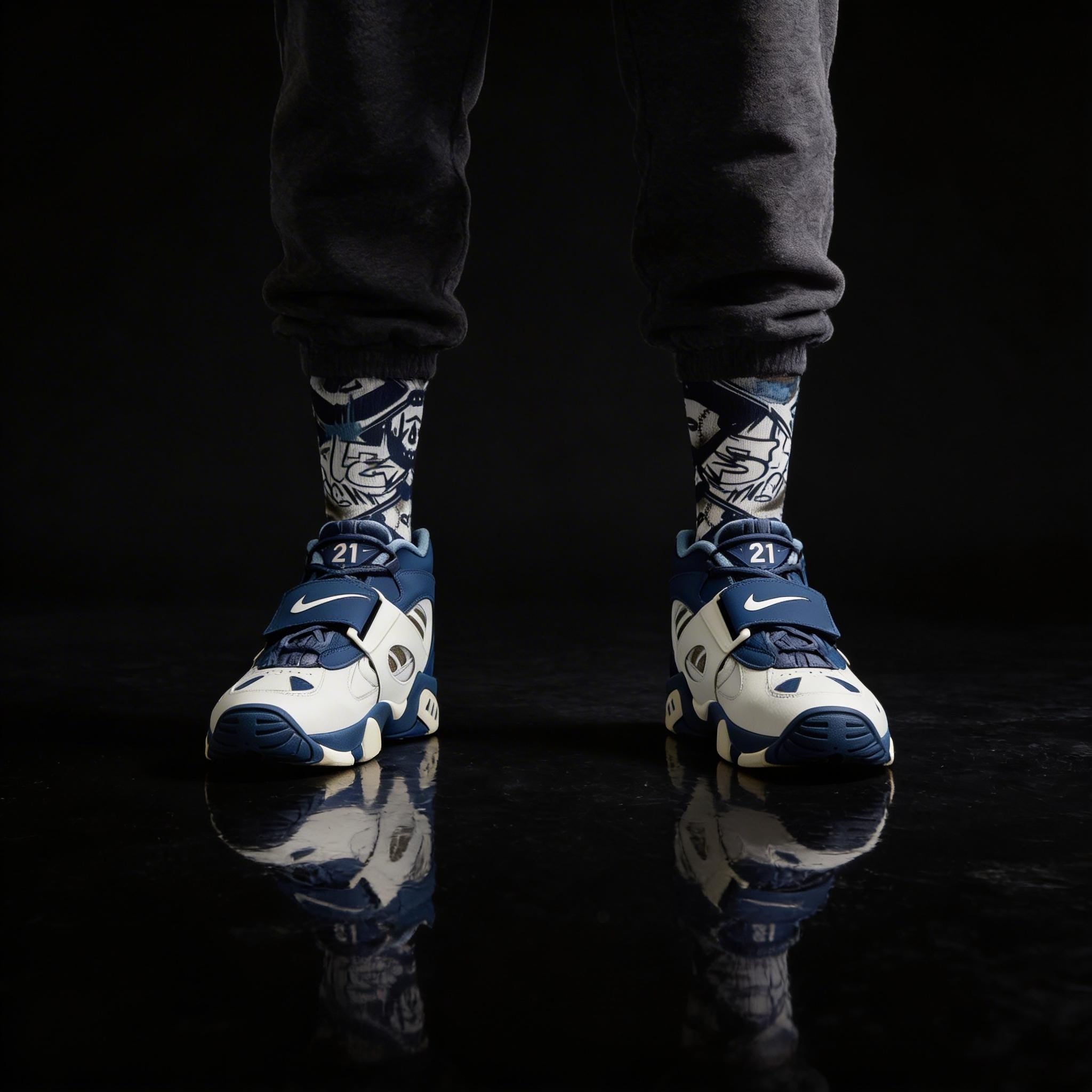 Matching Socks for Air Diamond Turf 2 Black Royal Inspired Design