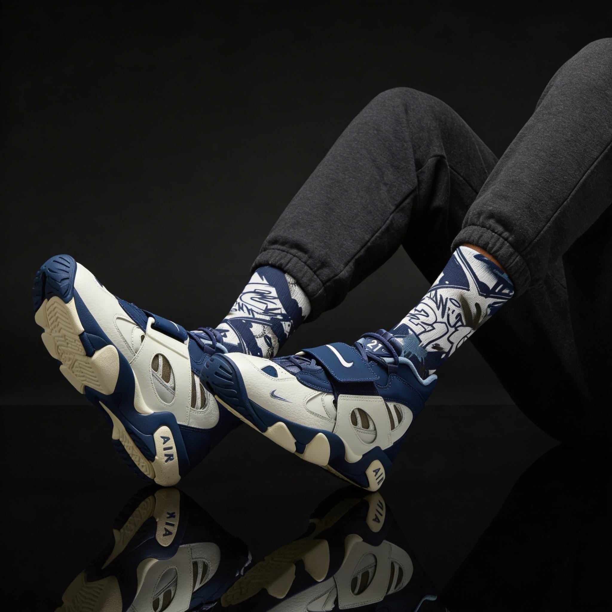 Matching Socks for Air Diamond Turf 2 Black Royal Inspired Design