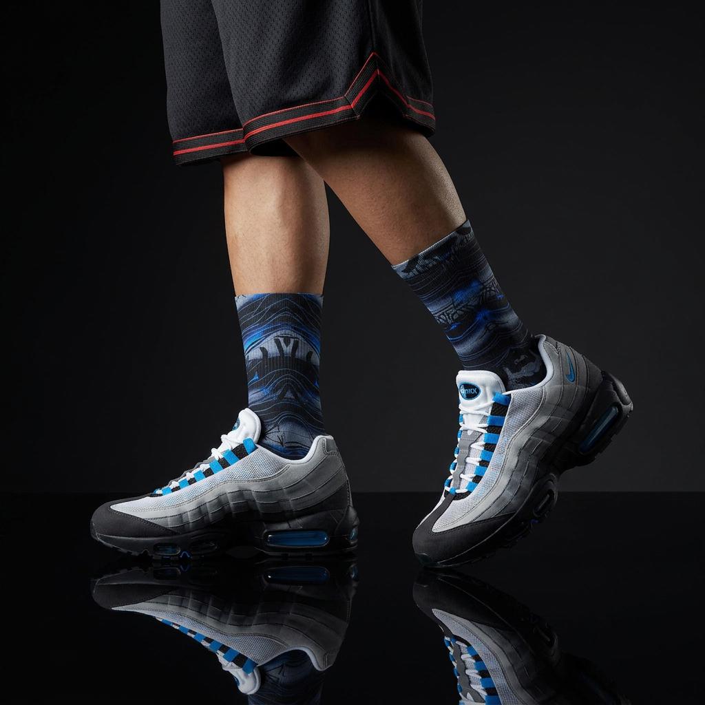 Matching Socks for Air Max 95 Blue Spark Inspired Design