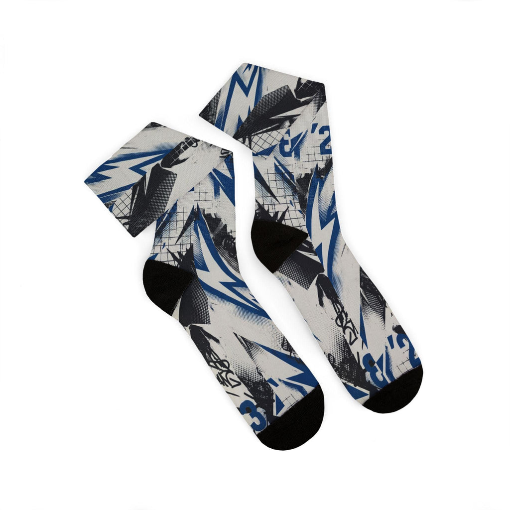 Fragment Design x Travis Scott Jordan 1 Socks: Sail Military Blue Lightning Print
