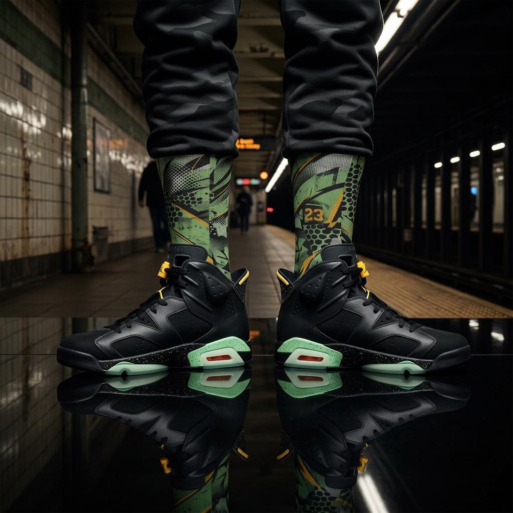 Matching Socks for Jordan 6 Retro Brazil World Cup Inspired Design