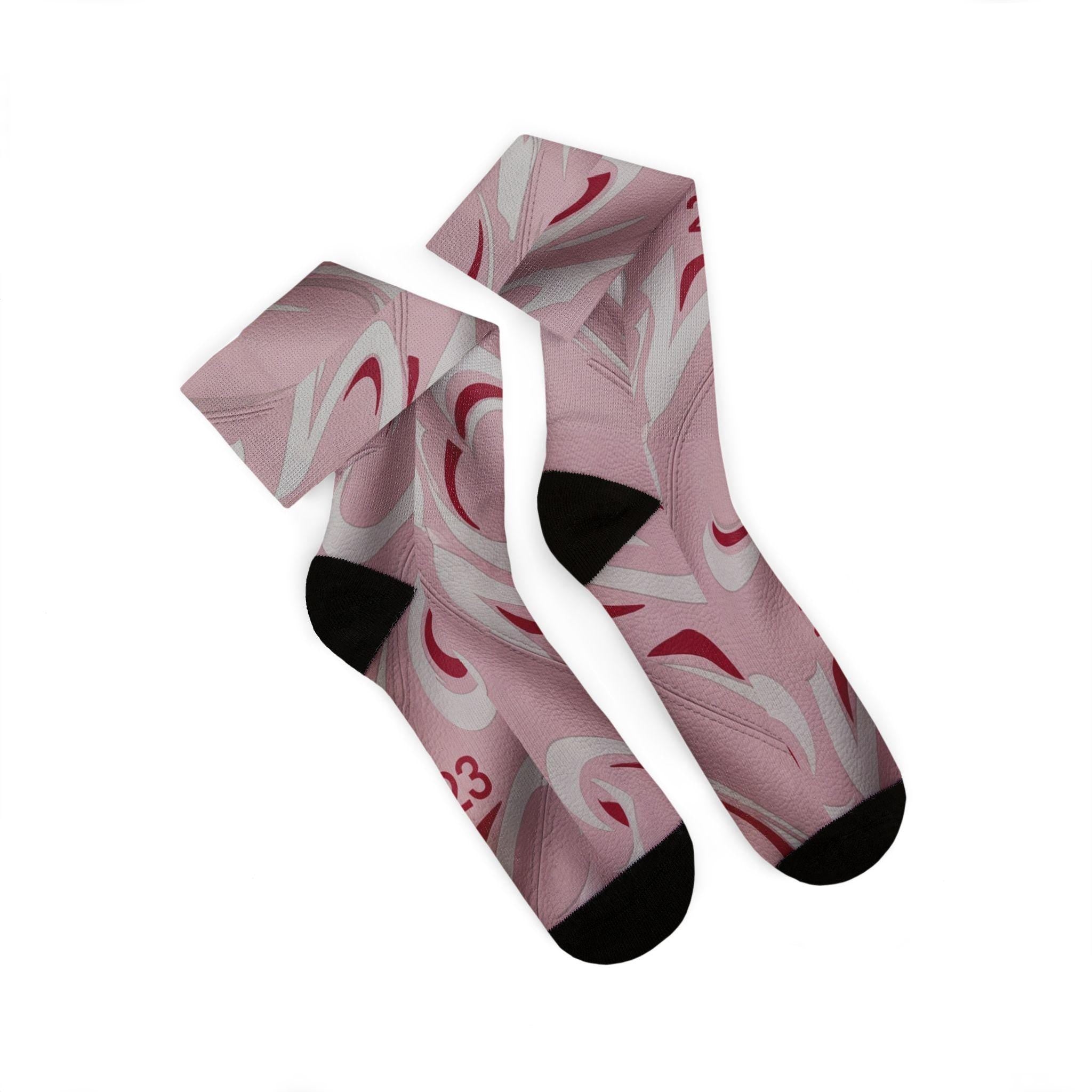 Travis Scott Inspired Crew Socks: Sail Tropical Pink Design, Cotton Blend Comfort