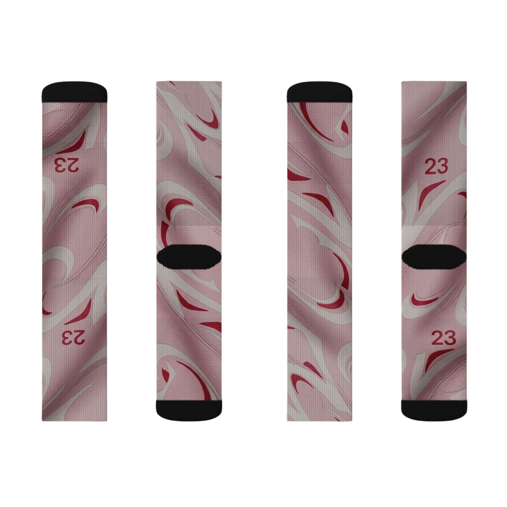 Travis Scott Inspired Crew Socks: Sail Tropical Pink Design, Cotton Blend Comfort