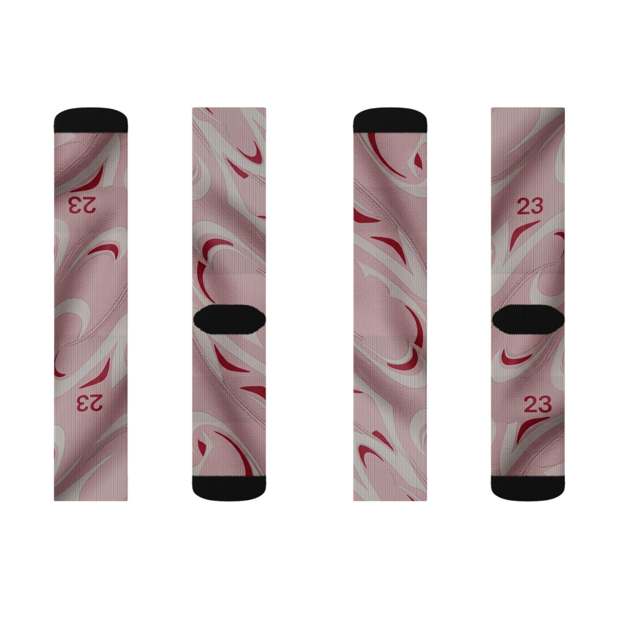 Travis Scott Inspired Crew Socks: Sail Tropical Pink Design, Cotton Blend Comfort