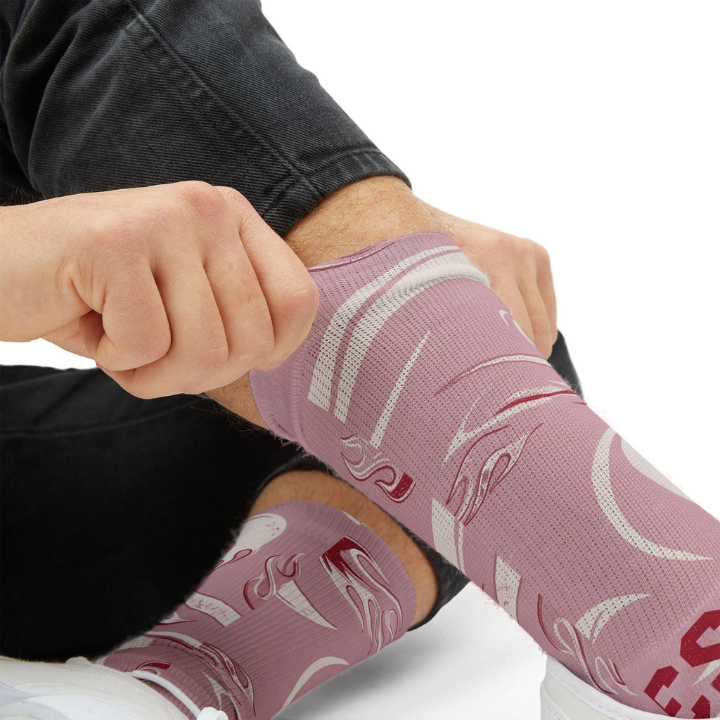 Travis Scott Inspired Crew Socks: Dusty Pink Cactus Jack Design
