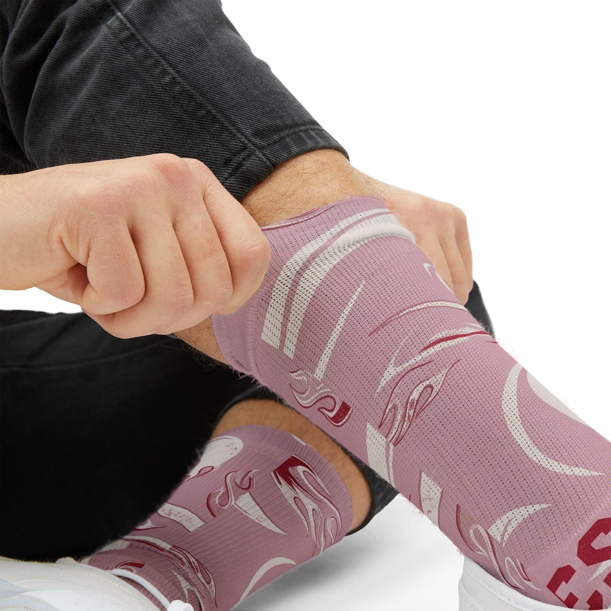 Travis Scott Inspired Crew Socks: Dusty Pink Cactus Jack Design