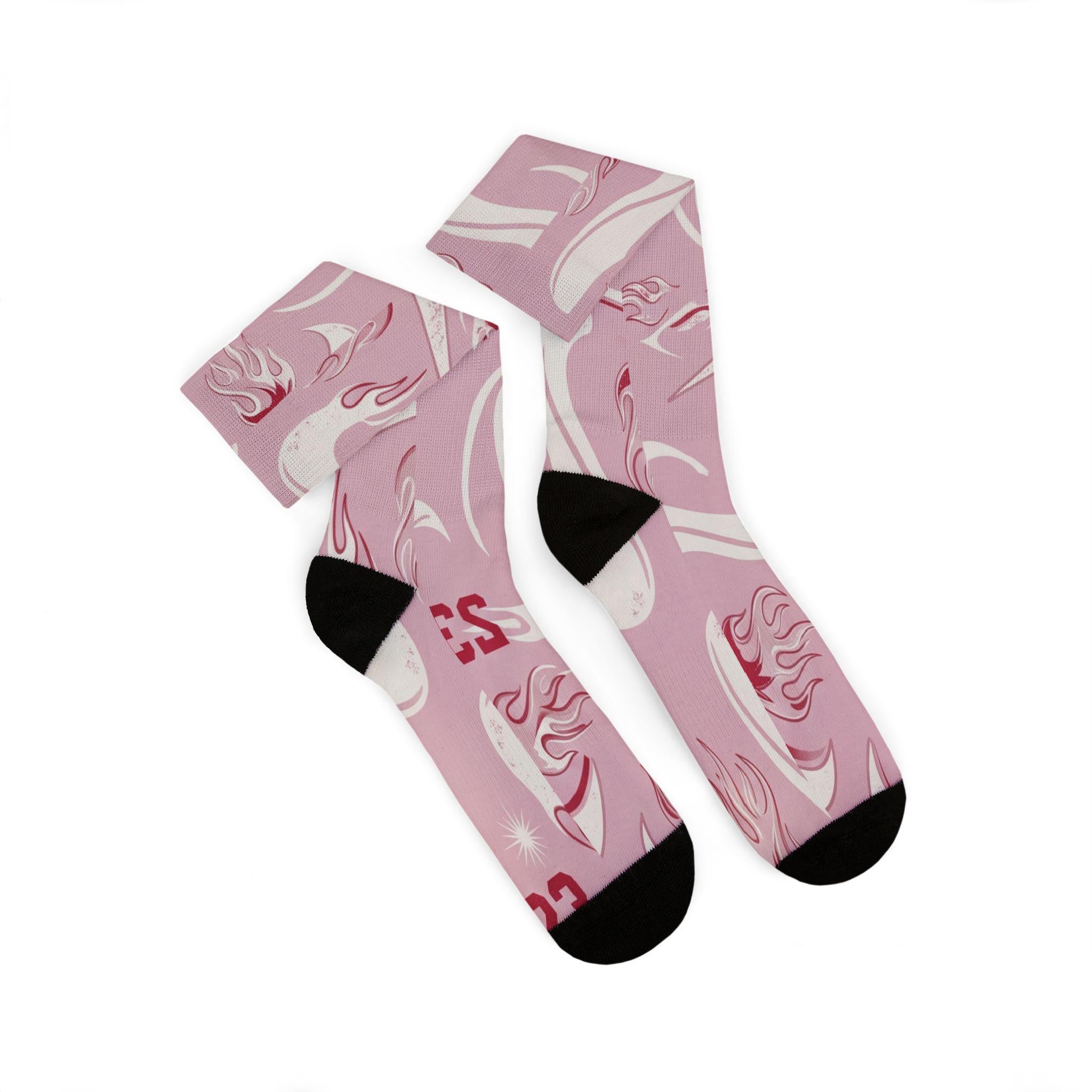 Travis Scott Inspired Crew Socks: Dusty Pink Cactus Jack Design