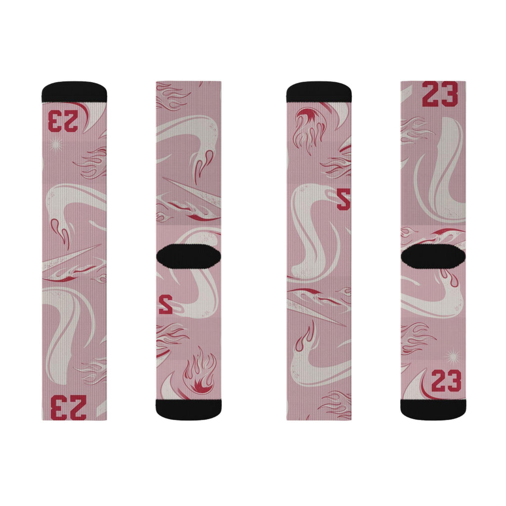 Travis Scott Inspired Crew Socks: Dusty Pink Cactus Jack Design