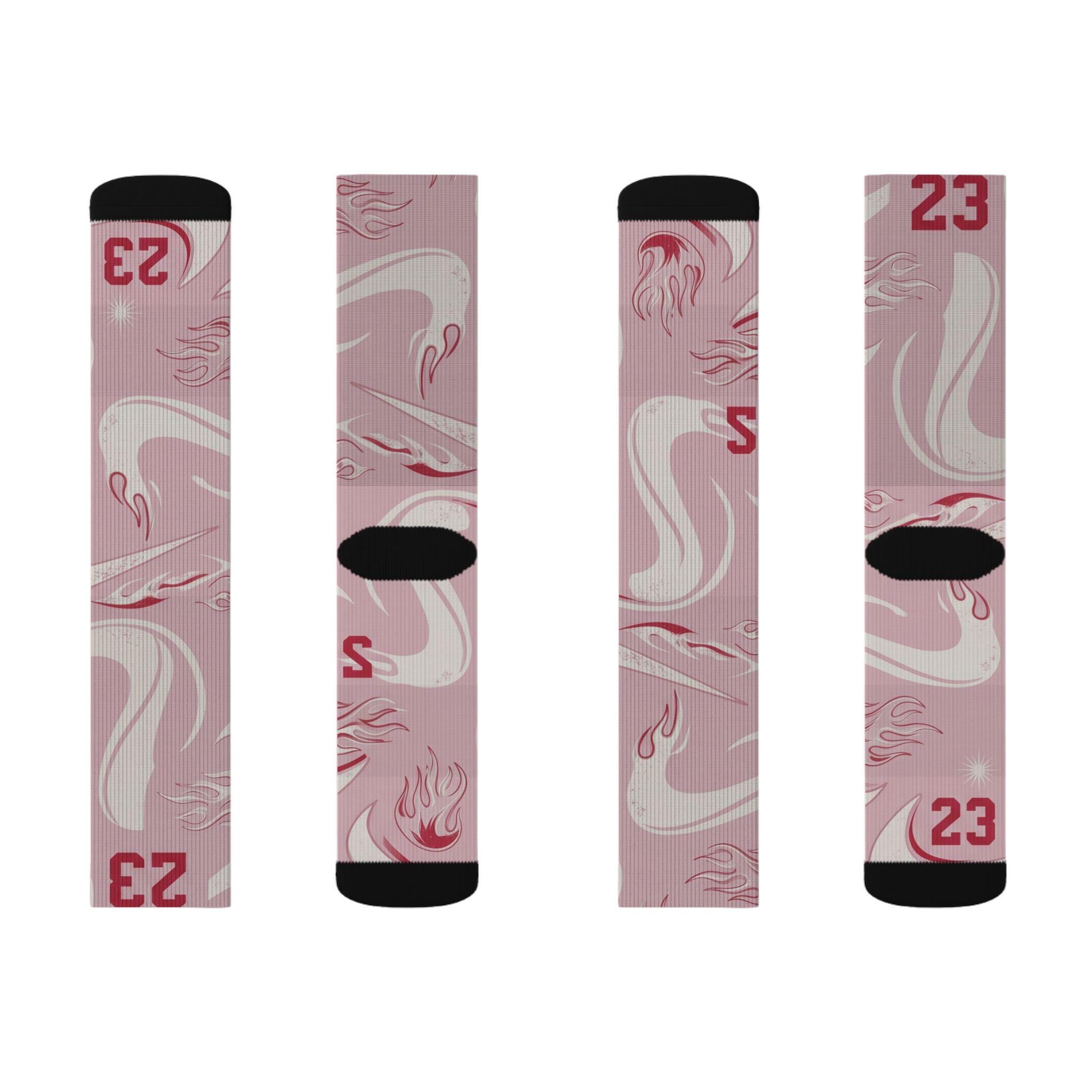 Travis Scott Inspired Crew Socks: Dusty Pink Cactus Jack Design