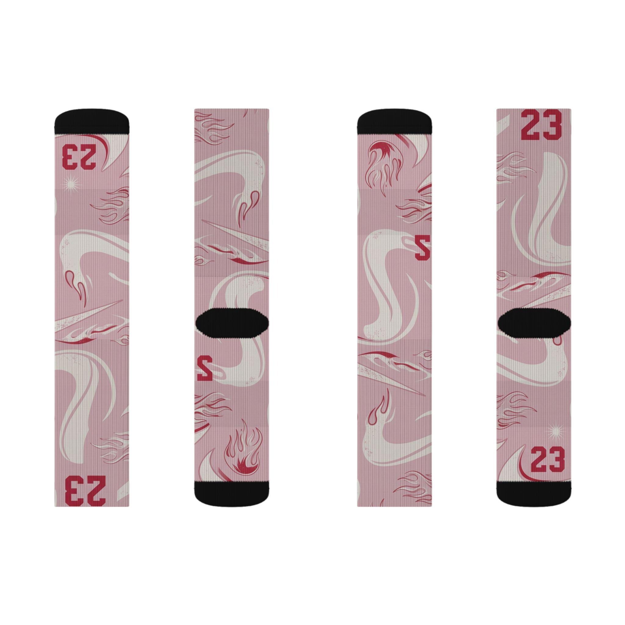 Travis Scott Inspired Crew Socks: Dusty Pink Cactus Jack Design