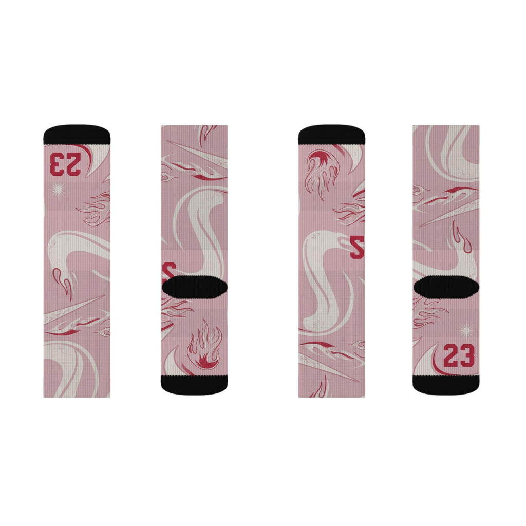 Travis Scott Inspired Crew Socks: Dusty Pink Cactus Jack Design