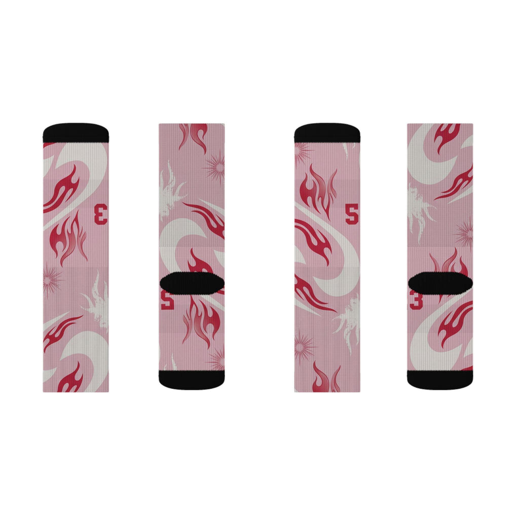 Travis Scott Inspired Crew Socks: Dusty Pink Cactus Jack Design