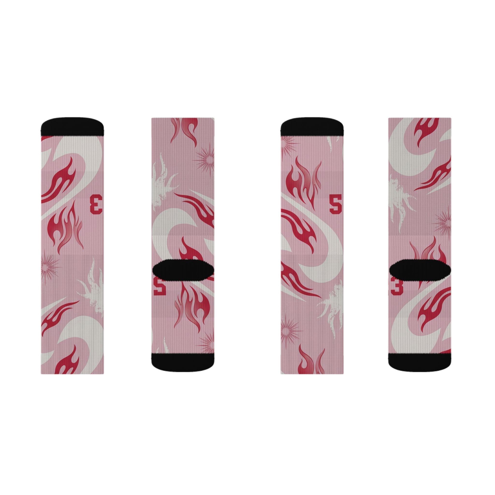 Travis Scott Inspired Crew Socks: Dusty Pink Cactus Jack Design