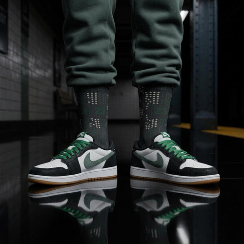 2.0 Matching Socks for Jordan 1 Retro Low OG Phantom Pine Green Inspired Design