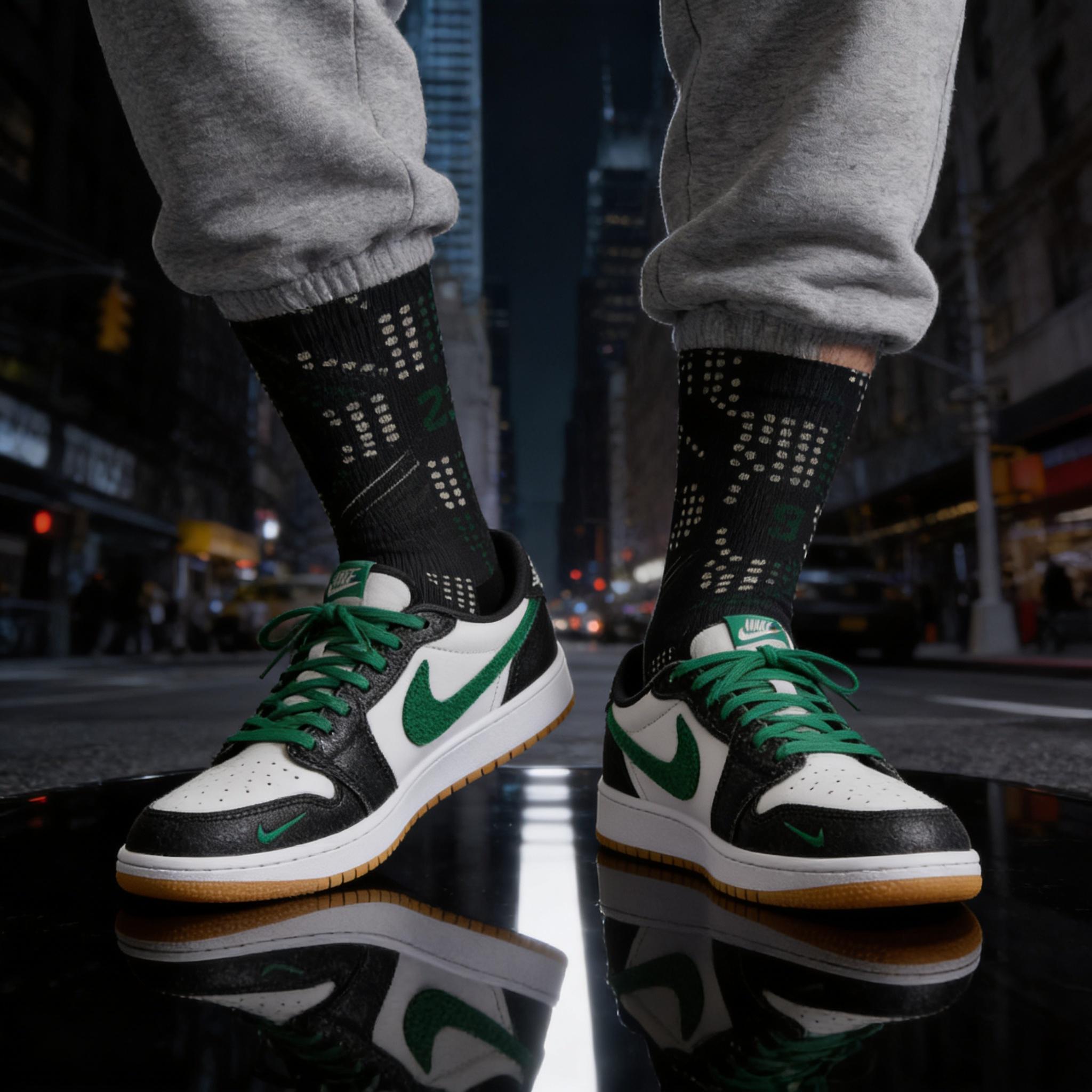 2.0 Matching Socks for Jordan 1 Retro Low OG Phantom Pine Green Inspired Design