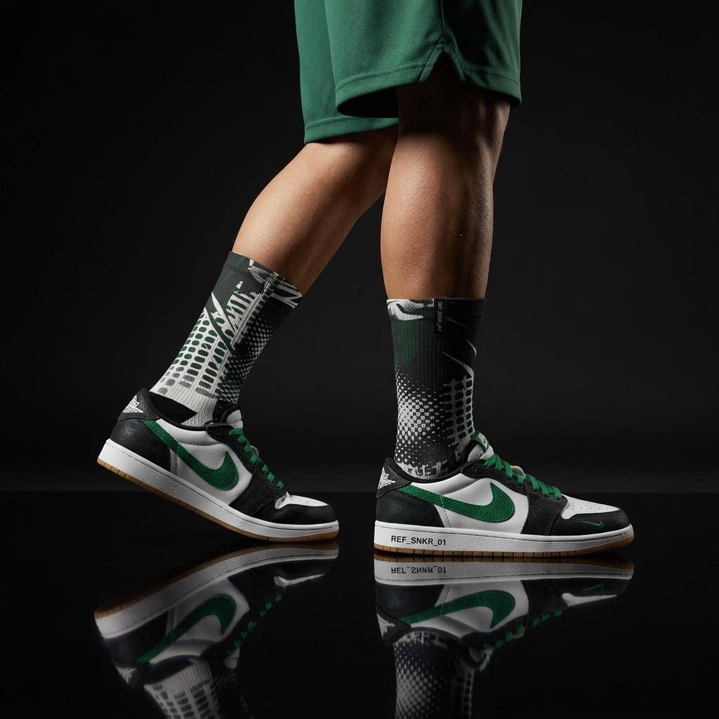 Matching Socks for Jordan 1 Retro Low OG Phantom Pine Green Inspired Design