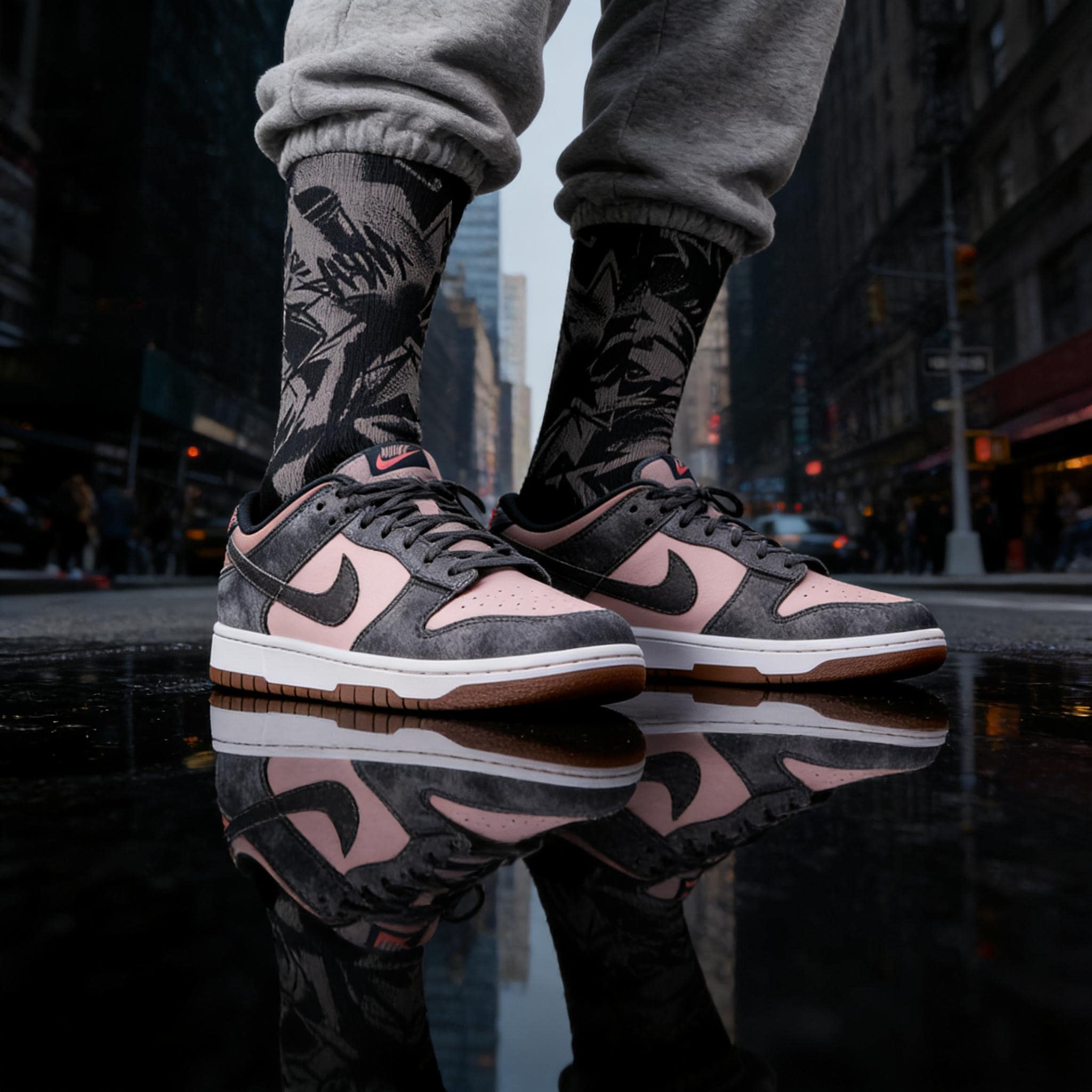 Matching Socks for Dunk Low NYC CBGB Inspired Design