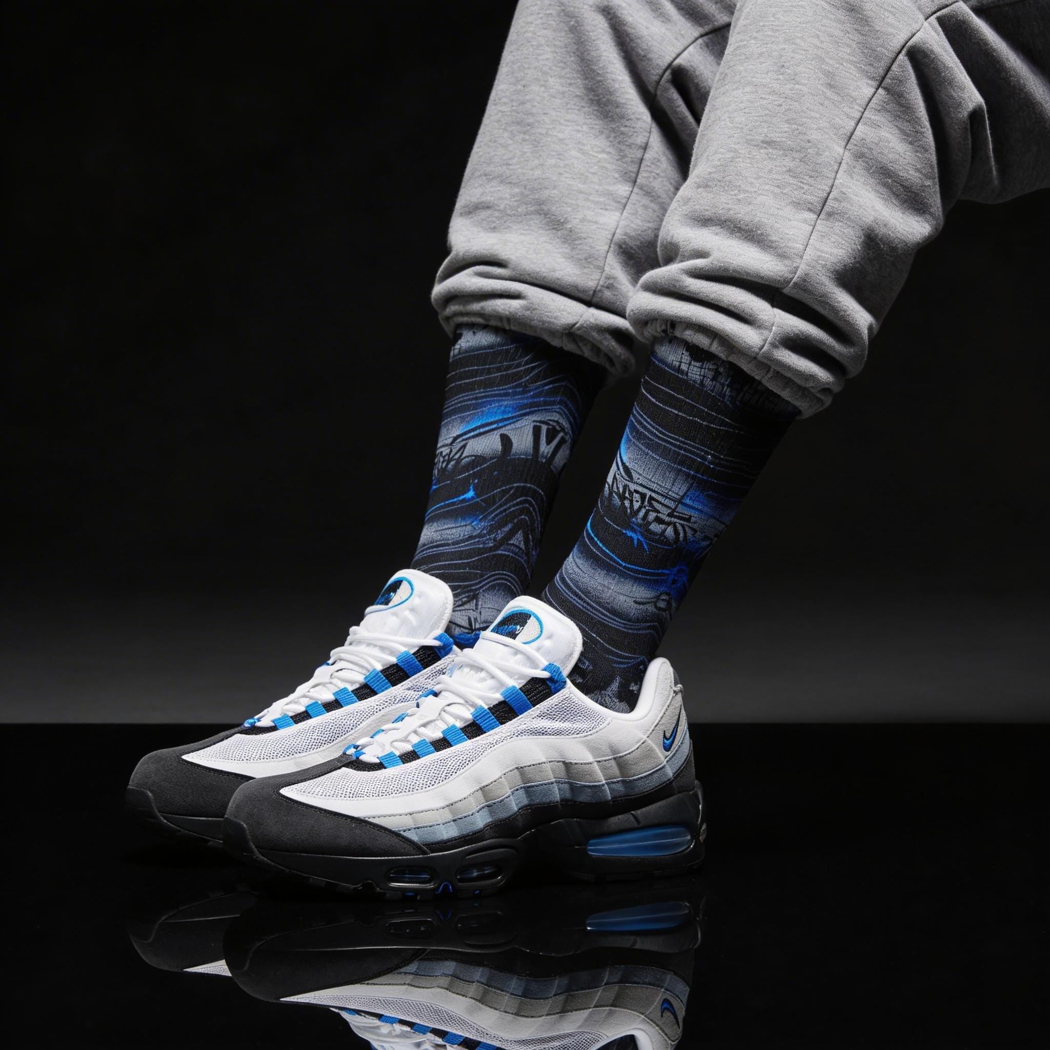 Matching Socks for Air Max 95 Blue Spark Inspired Design
