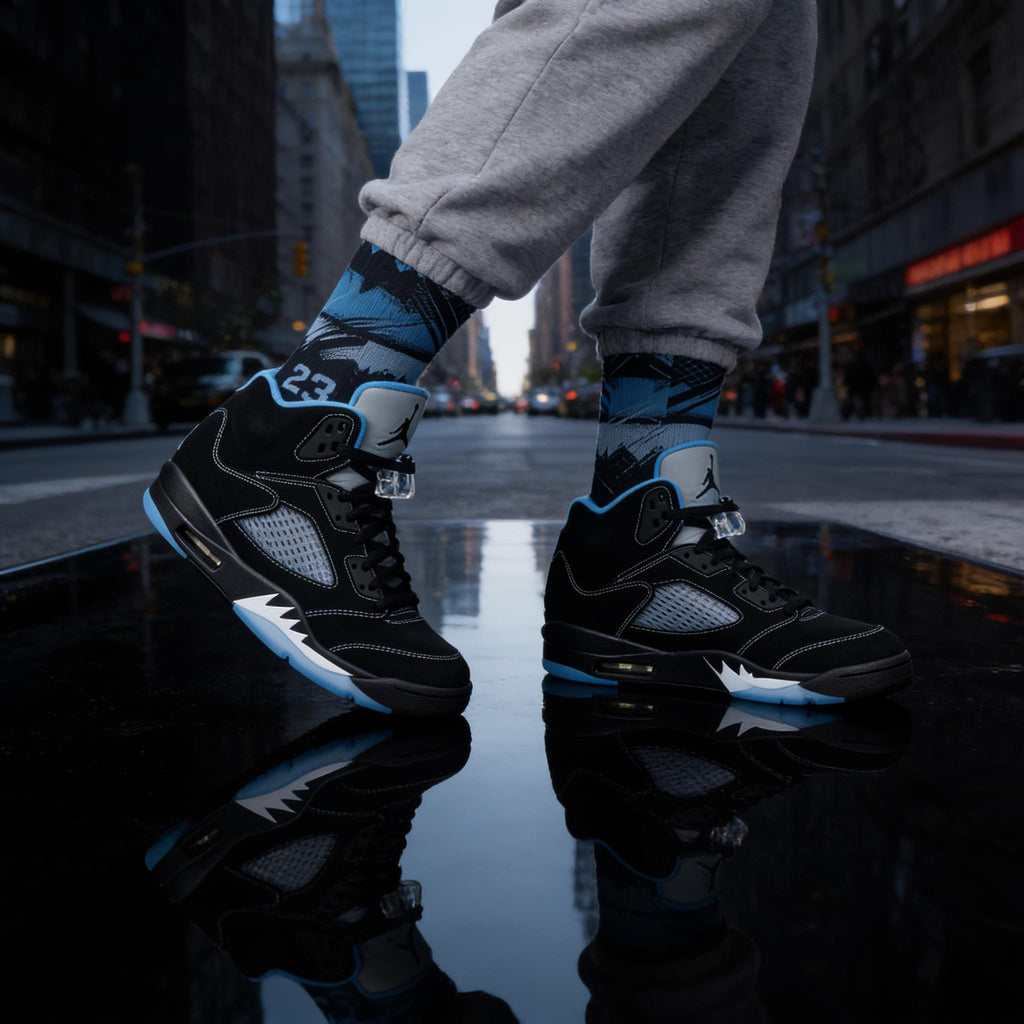Matching Socks for Jordan 5 Retro Black Carolina UNC 2026 Inspired Design