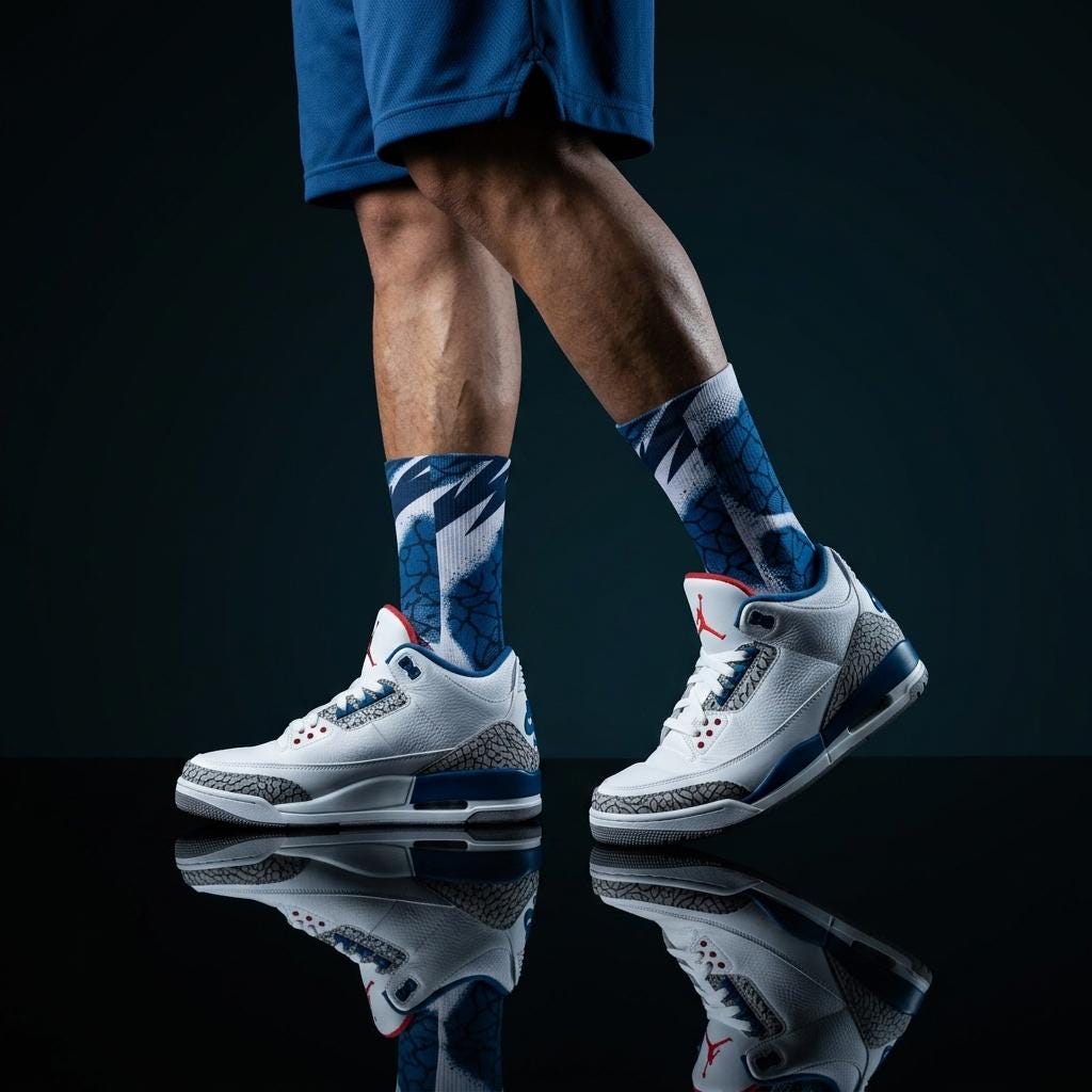 Matching Socks for Jordan 3 True Blue 2026 Inspired Design