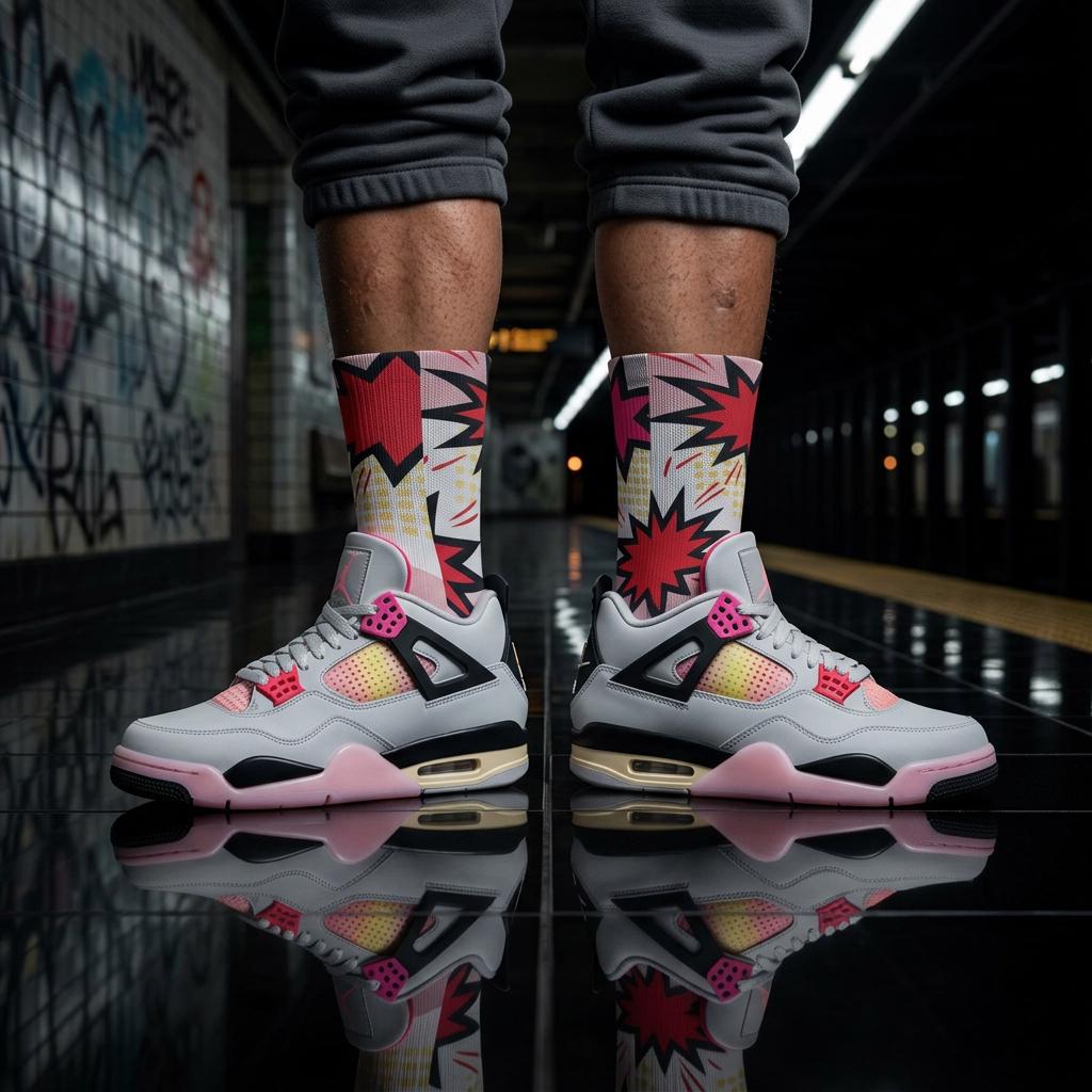 Matching Socks for Jordan 4 Retro Comic 5 Inspired Design