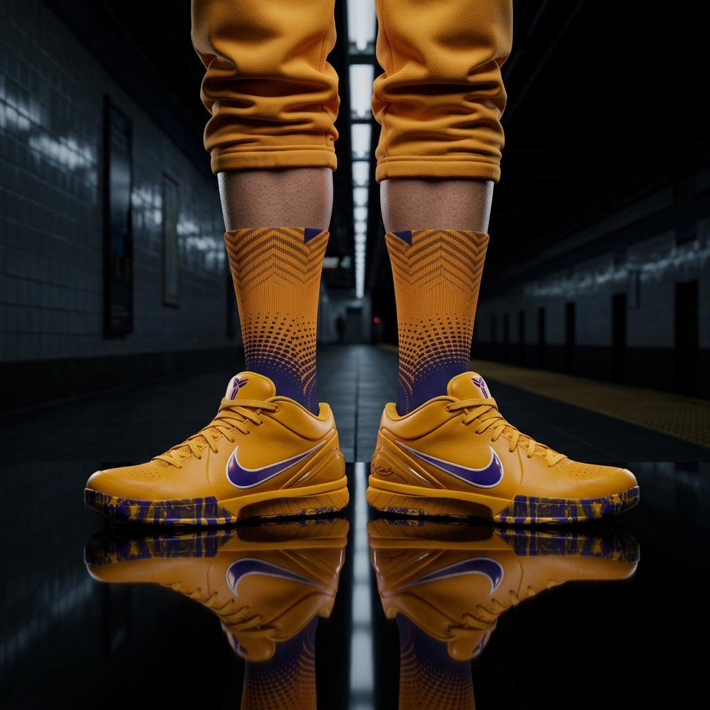 Matching Socks for Zoom Kobe 4 Protro Draft Day Pack - Lakers Inspired Design