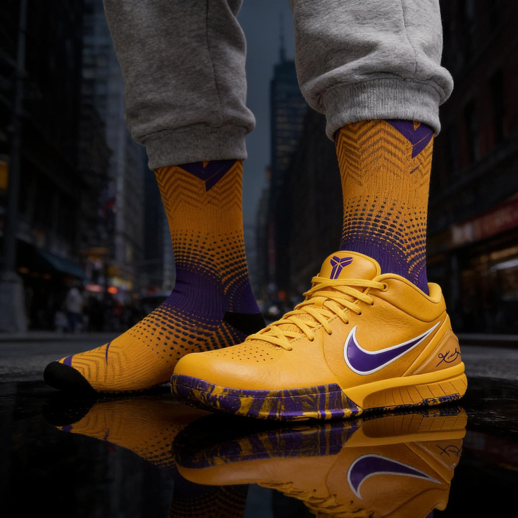 Matching Socks for Zoom Kobe 4 Protro Draft Day Pack - Lakers Inspired Design