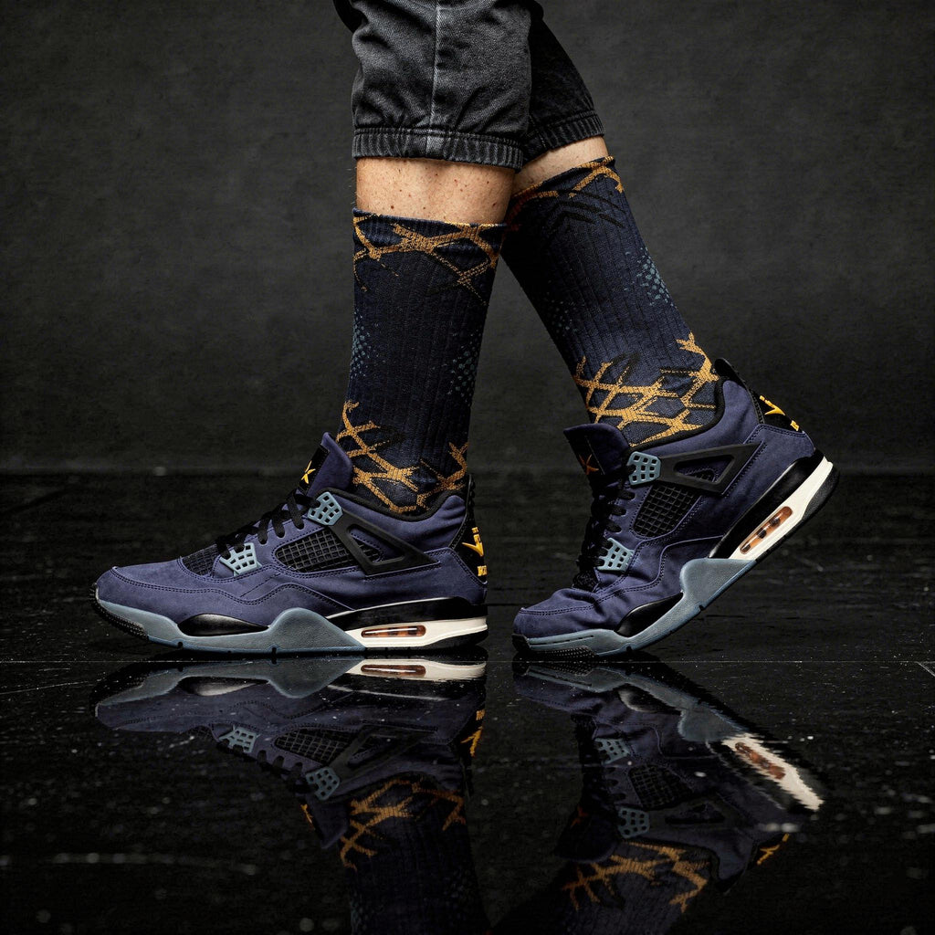 Matching Socks for Jordan 4 Retro Lakers Inspired Design