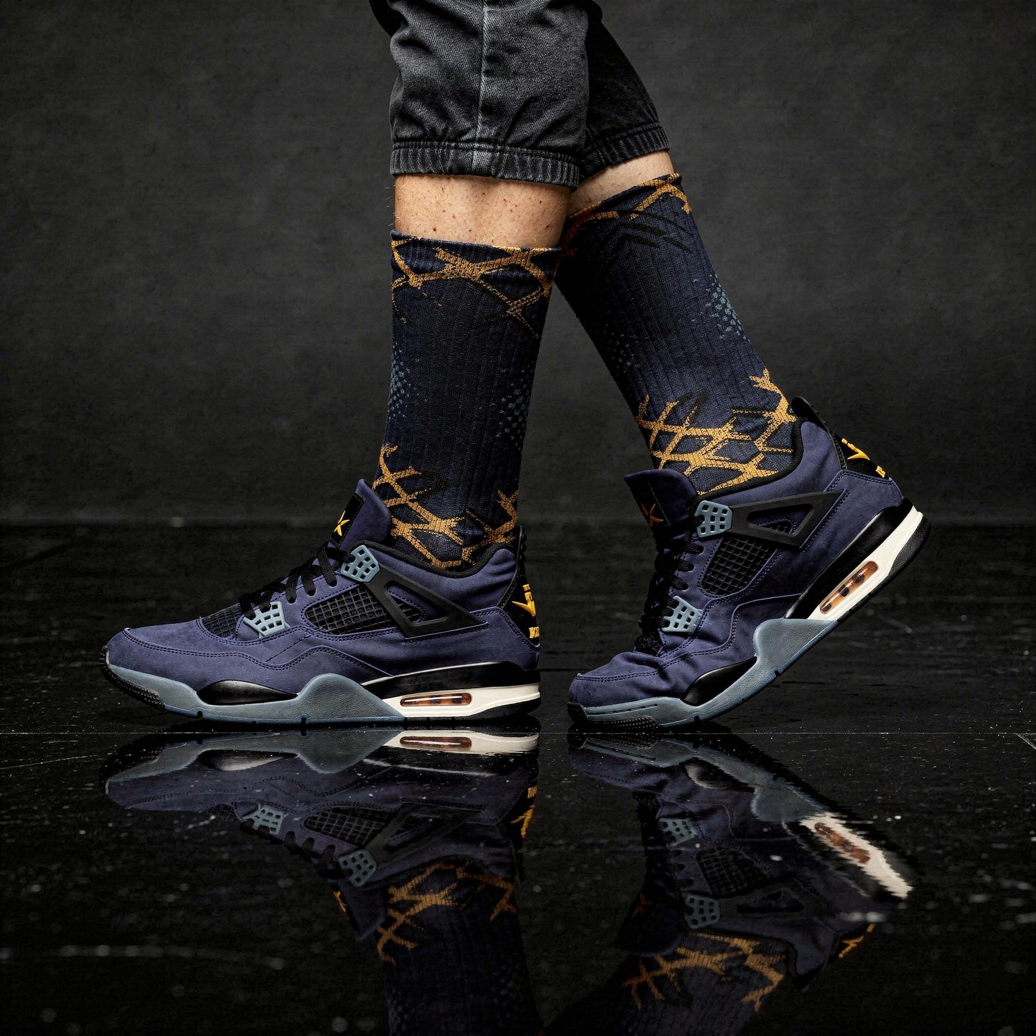 Matching Socks for Jordan 4 Retro Lakers Inspired Design