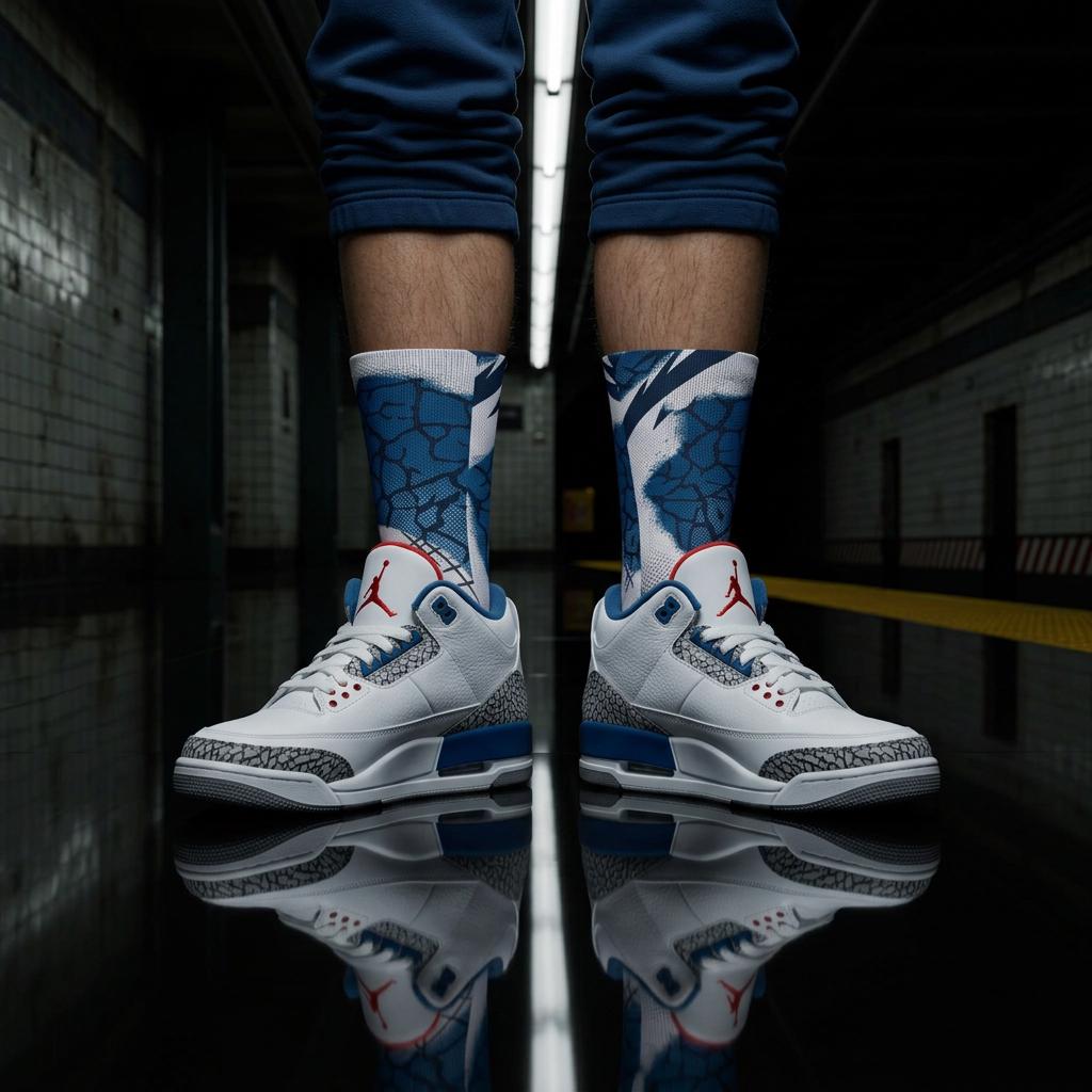 Matching Socks for Jordan 3 True Blue 2026 Inspired Design
