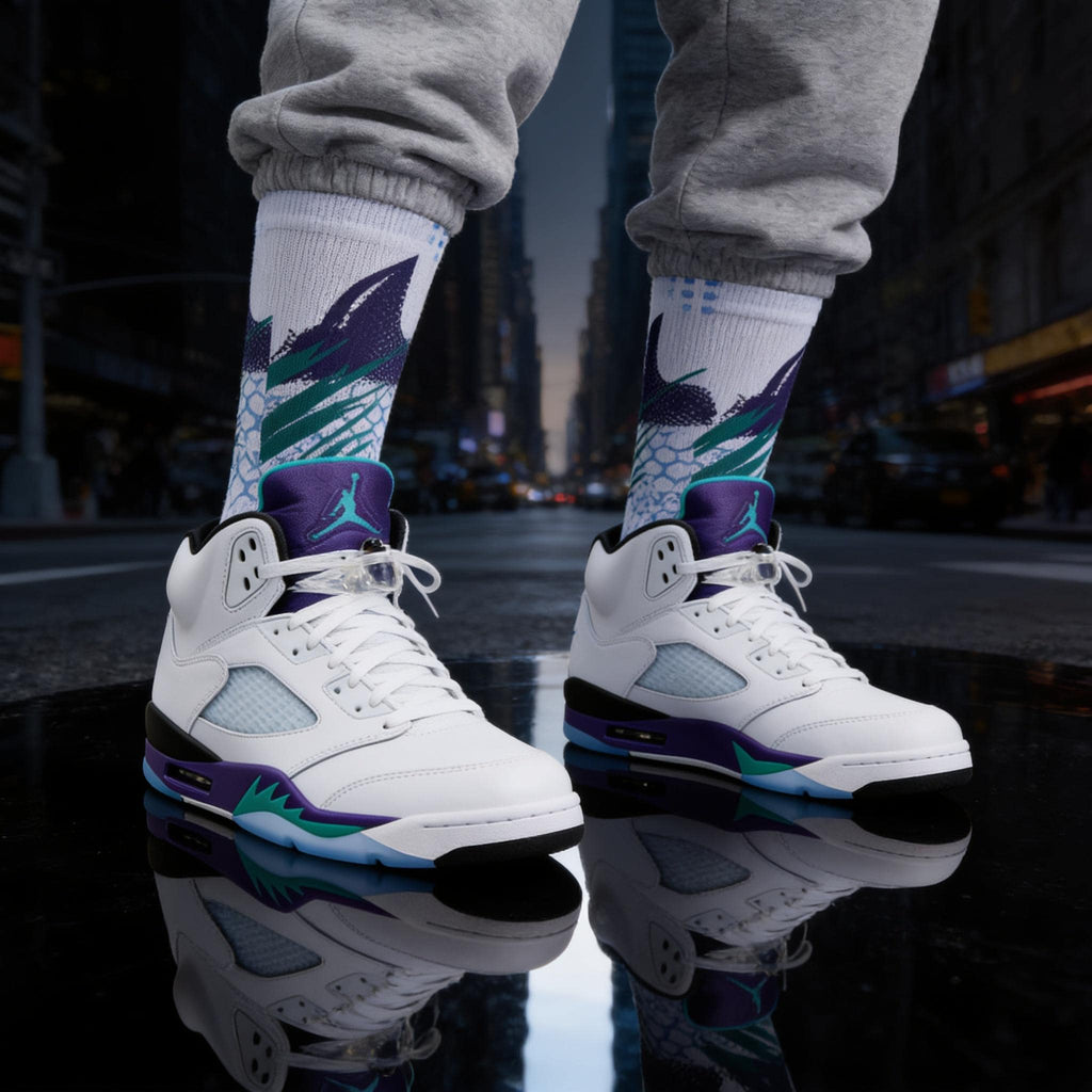 Matching Socks for Jordan 5 Retro Grape 2025 Inspired Design